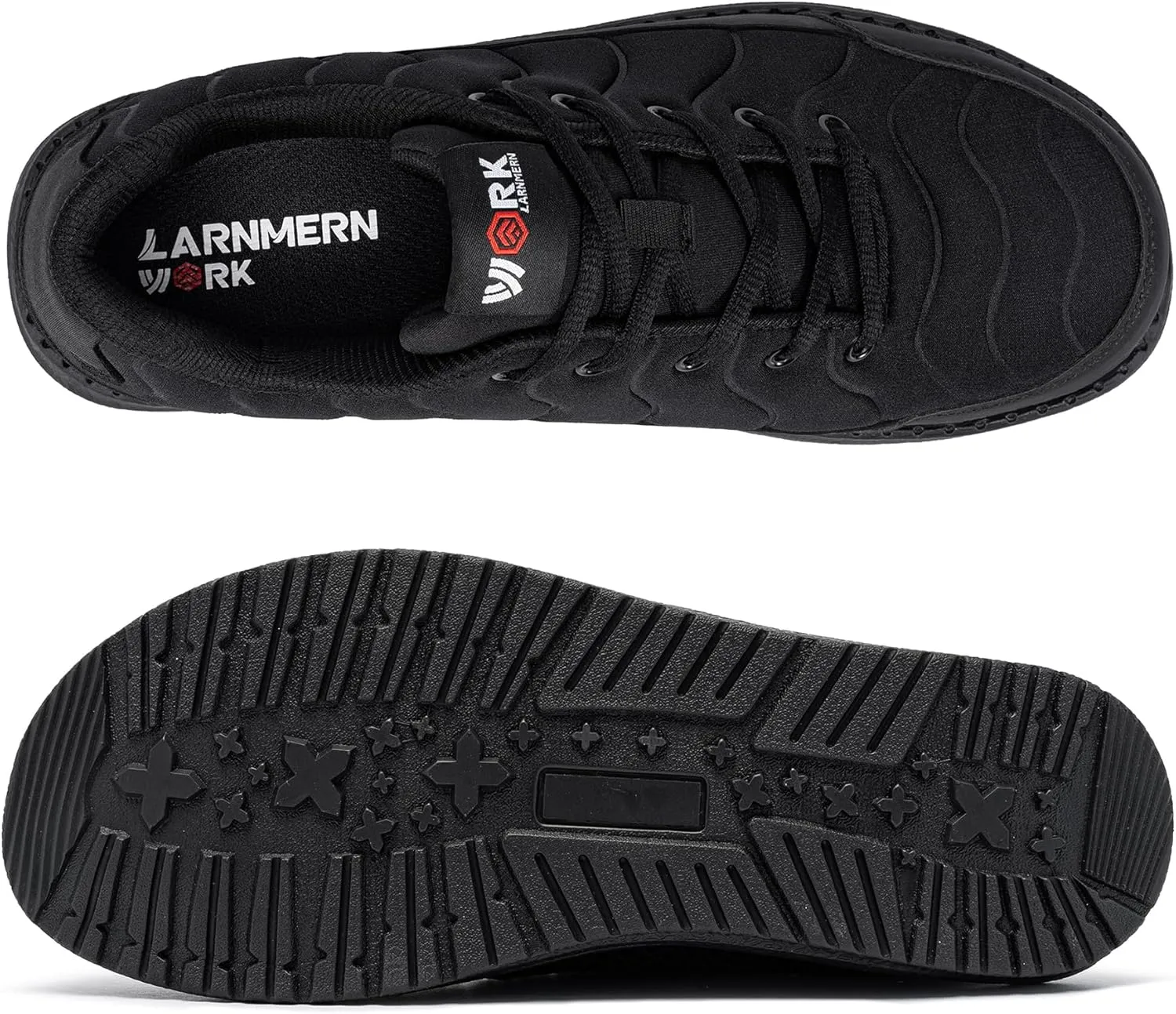 DYKHMILY Steel Toe Sneakers for Men Wide Air Cushion Work Shoes Puncture Proof Lightweight Safety Sneakers Slip Resistant Steel Toe Tennis Shoes