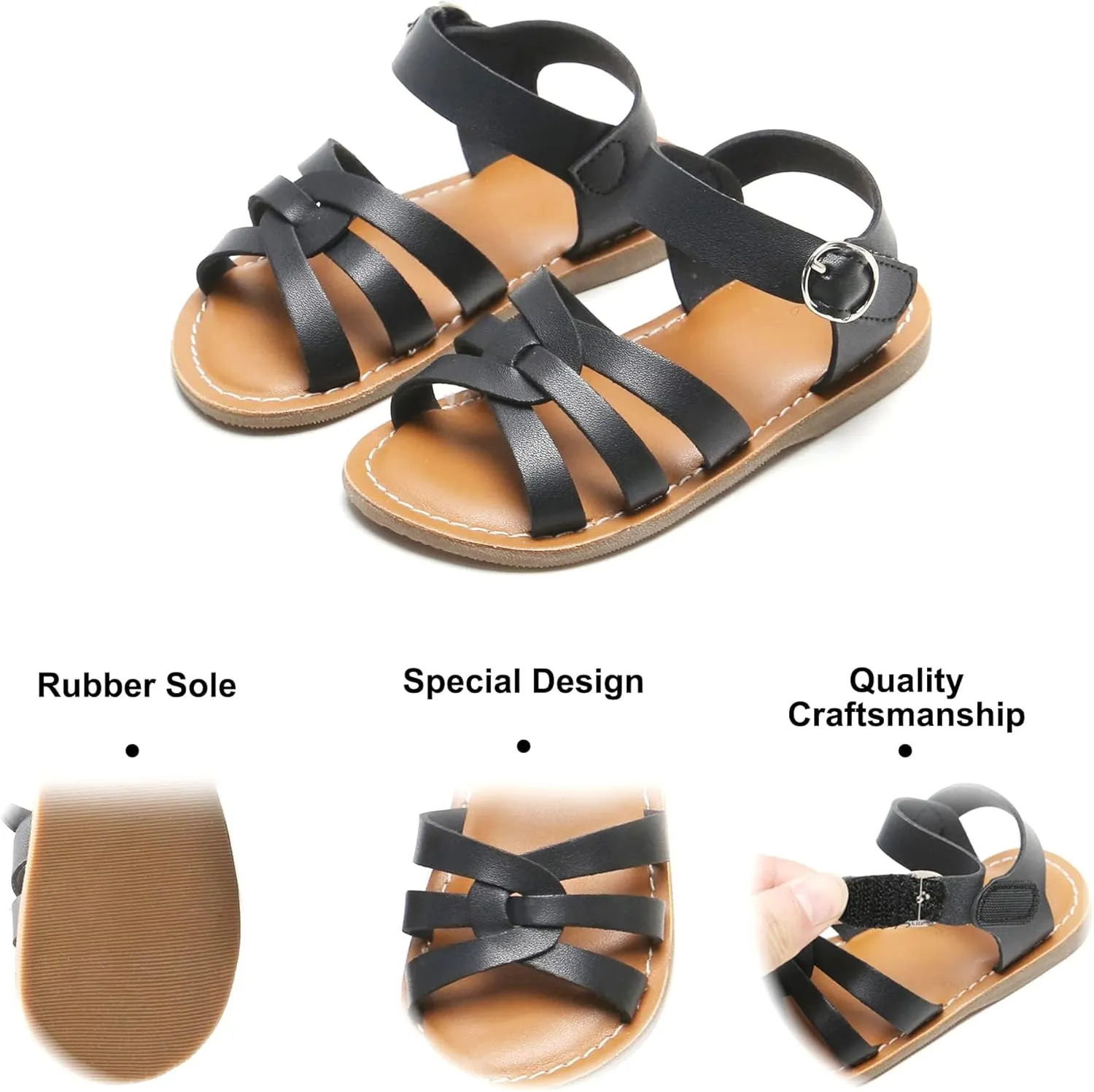 Felix & Flora Toddler Girl Sandals - Little Girl Easter Summer Dress Shoes Lightweight Open Toe Beach Holiday.