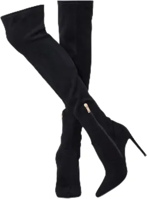 GENSHUO Over the Knee Boots for Women with Heel Suede Thigh High Boots Stretch Sexy Pointed Toe Stiletto Long Boot Shoes