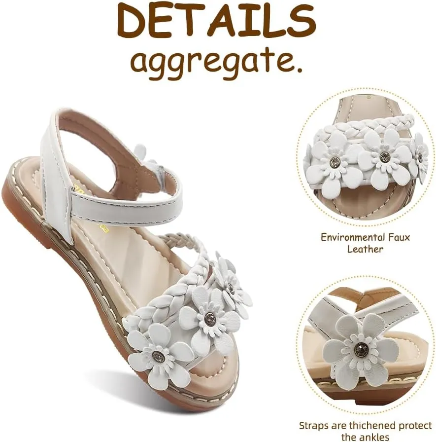 Girls Sandals Open Toe Summer Shoes Dress Sandals for Girls（Little kid/Big kid）