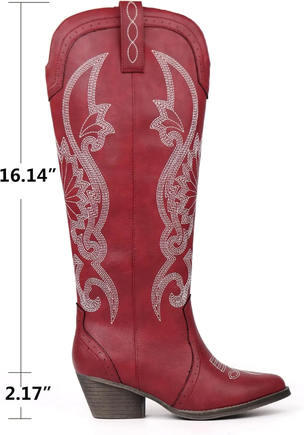 Hawkwell Women's Cowboy Cowgirl Boots Slip On Pointed Toe and Block Heel Shoes with Classic Embroidered Pull On Tall Boot for Ladies Dress Western Knee High Boots