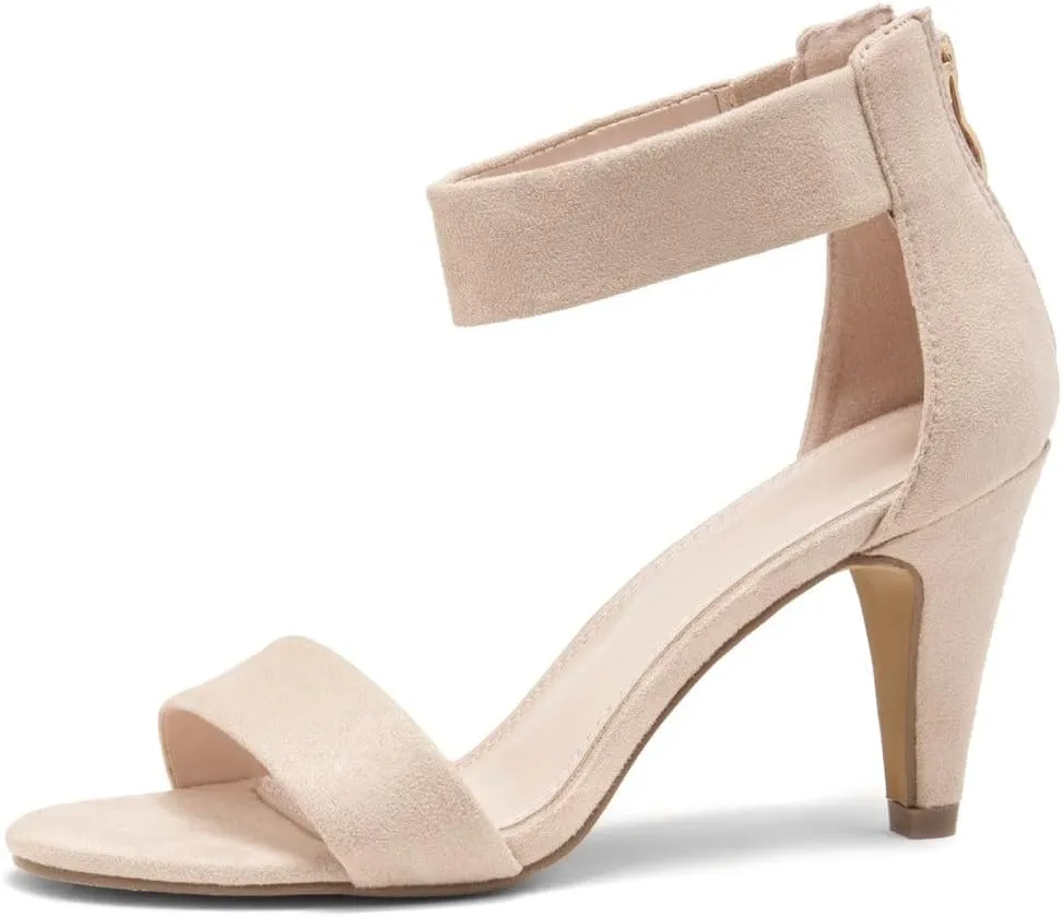 Herstyle RROSE Women's Chunky Low Heels Open Toe Ankle Strap Heeled Sandals with Back Zipper Dressy Pumps Shoes for Wedding Prom Party Office