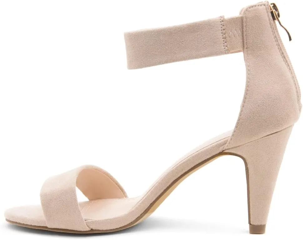 Herstyle RROSE Women's Chunky Low Heels Open Toe Ankle Strap Heeled Sandals with Back Zipper Dressy Pumps Shoes for Wedding Prom Party Office