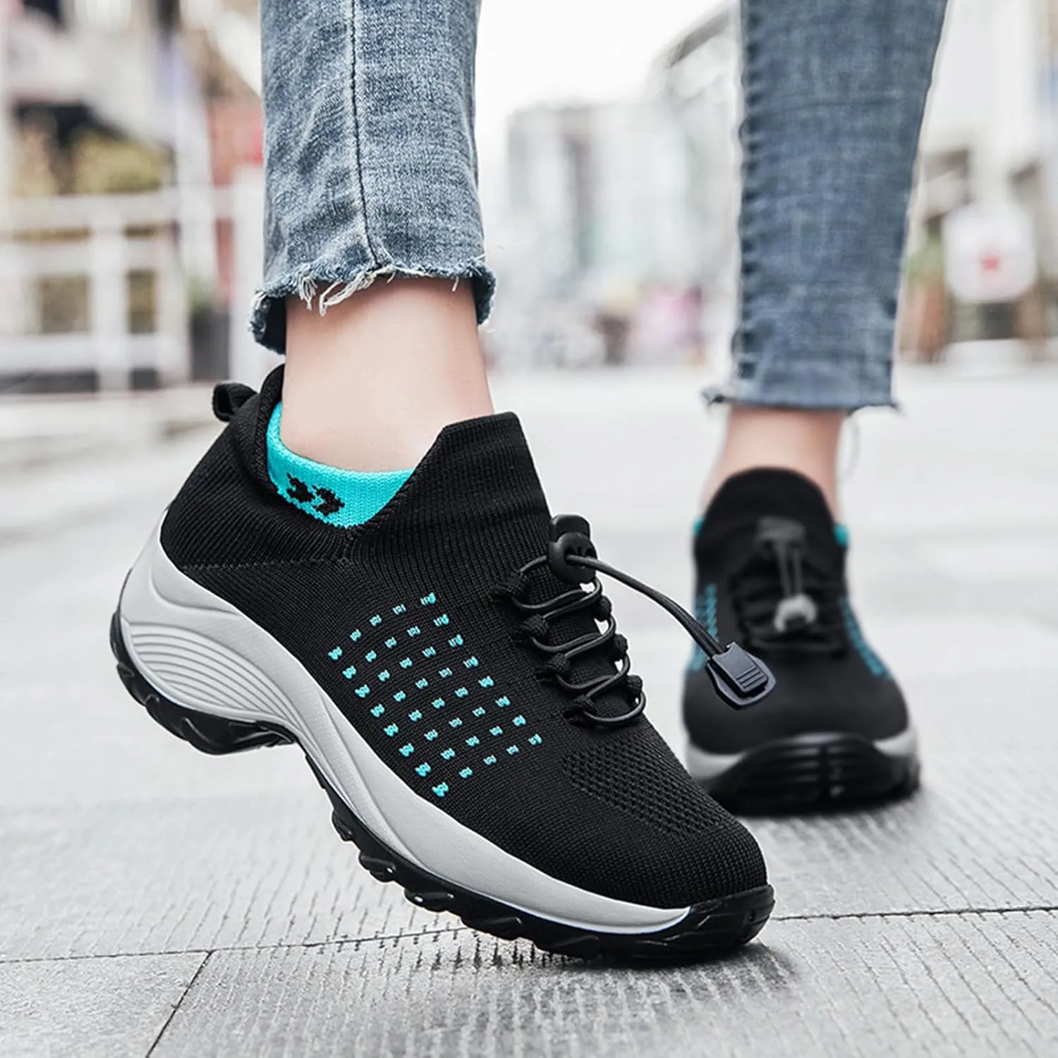 HINDOLA Women's Orthopedic Sock Sneakers Breathable Mesh Nursing Work Comfortable Casual Air Cushion Athletic Running Jogging Shoes