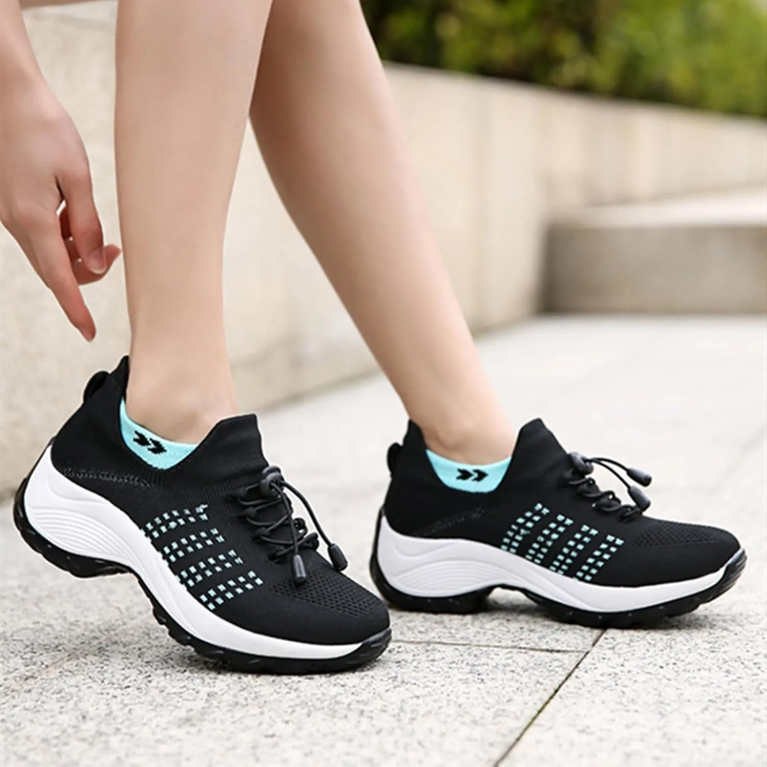 HINDOLA Women's Orthopedic Sock Sneakers Breathable Mesh Nursing Work Comfortable Casual Air Cushion Athletic Running Jogging Shoes