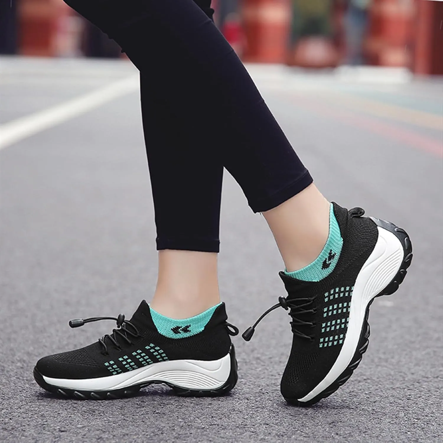 HINDOLA Women's Orthopedic Sock Sneakers Breathable Mesh Nursing Work Comfortable Casual Air Cushion Athletic Running Jogging Shoes