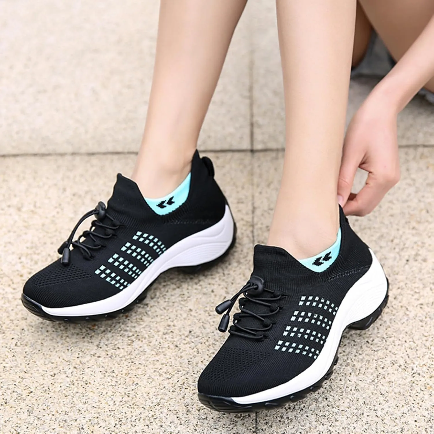 HINDOLA Women's Orthopedic Sock Sneakers Breathable Mesh Nursing Work Comfortable Casual Air Cushion Athletic Running Jogging Shoes