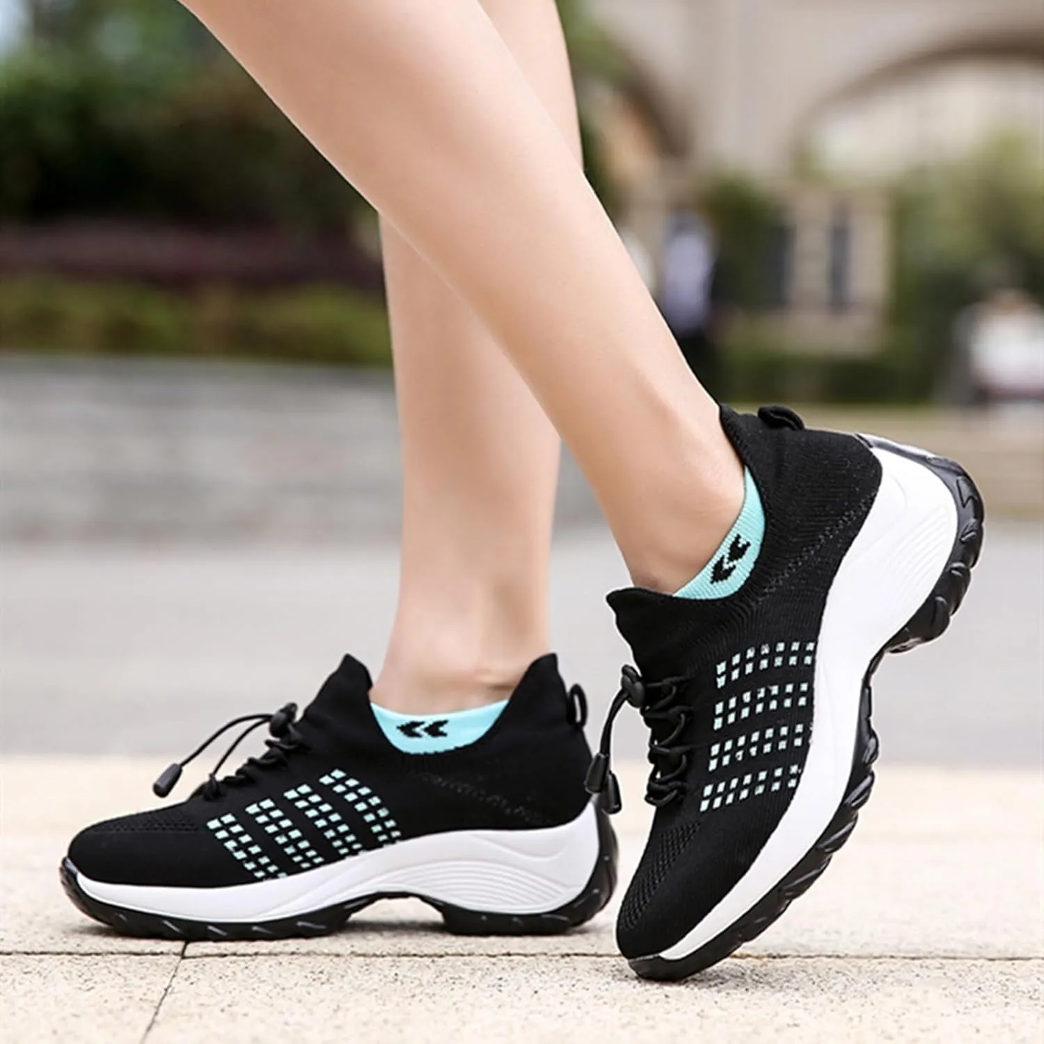 HINDOLA Women's Orthopedic Sock Sneakers Breathable Mesh Nursing Work Comfortable Casual Air Cushion Athletic Running Jogging Shoes
