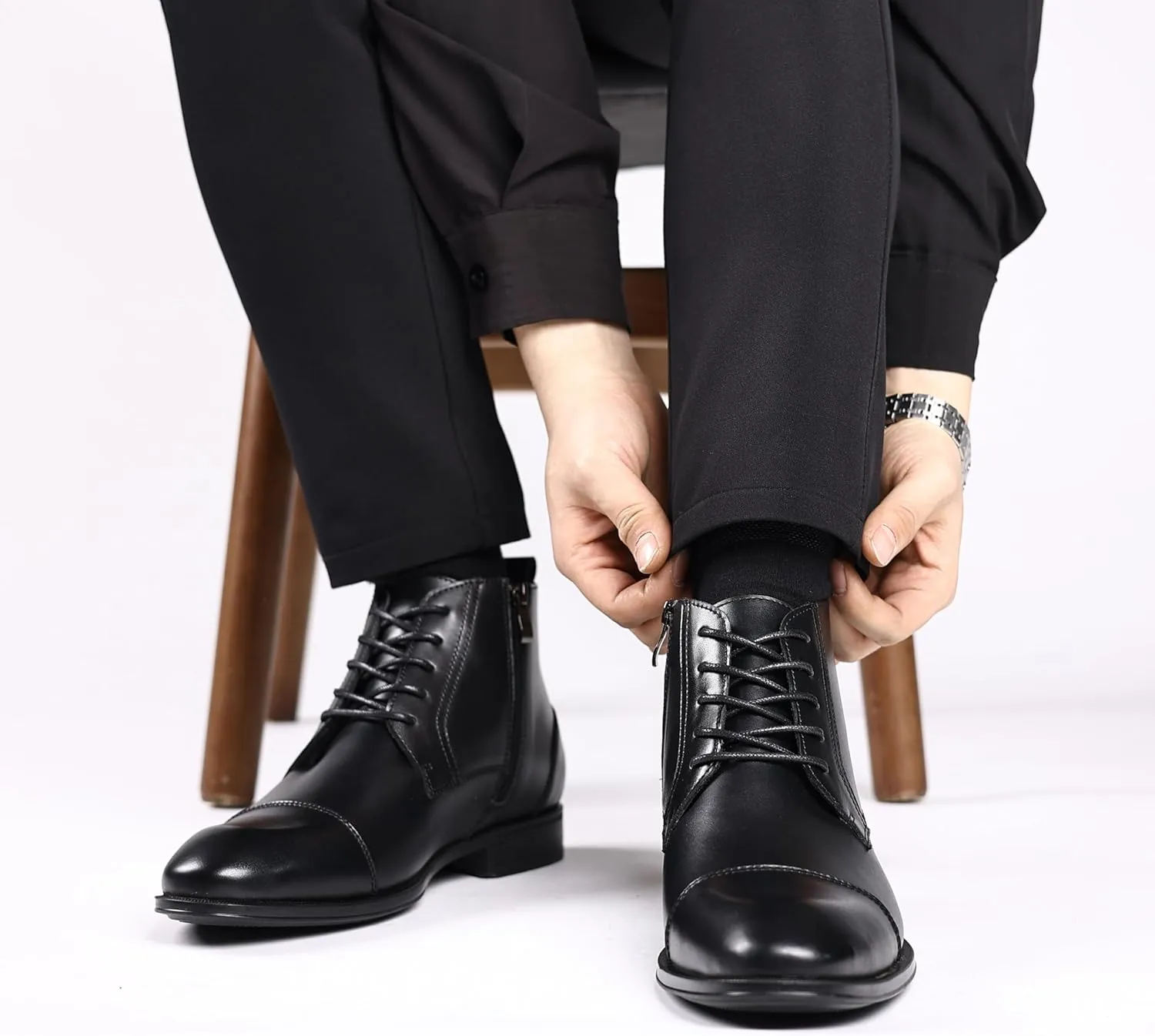 Holy dove Chelsea Boots Men – Genuine Leather,Chelsea Boots for Men with Side Zipper, Casual Slip-On Ankle Boots, Chukka & Oxford Style Dress Boots