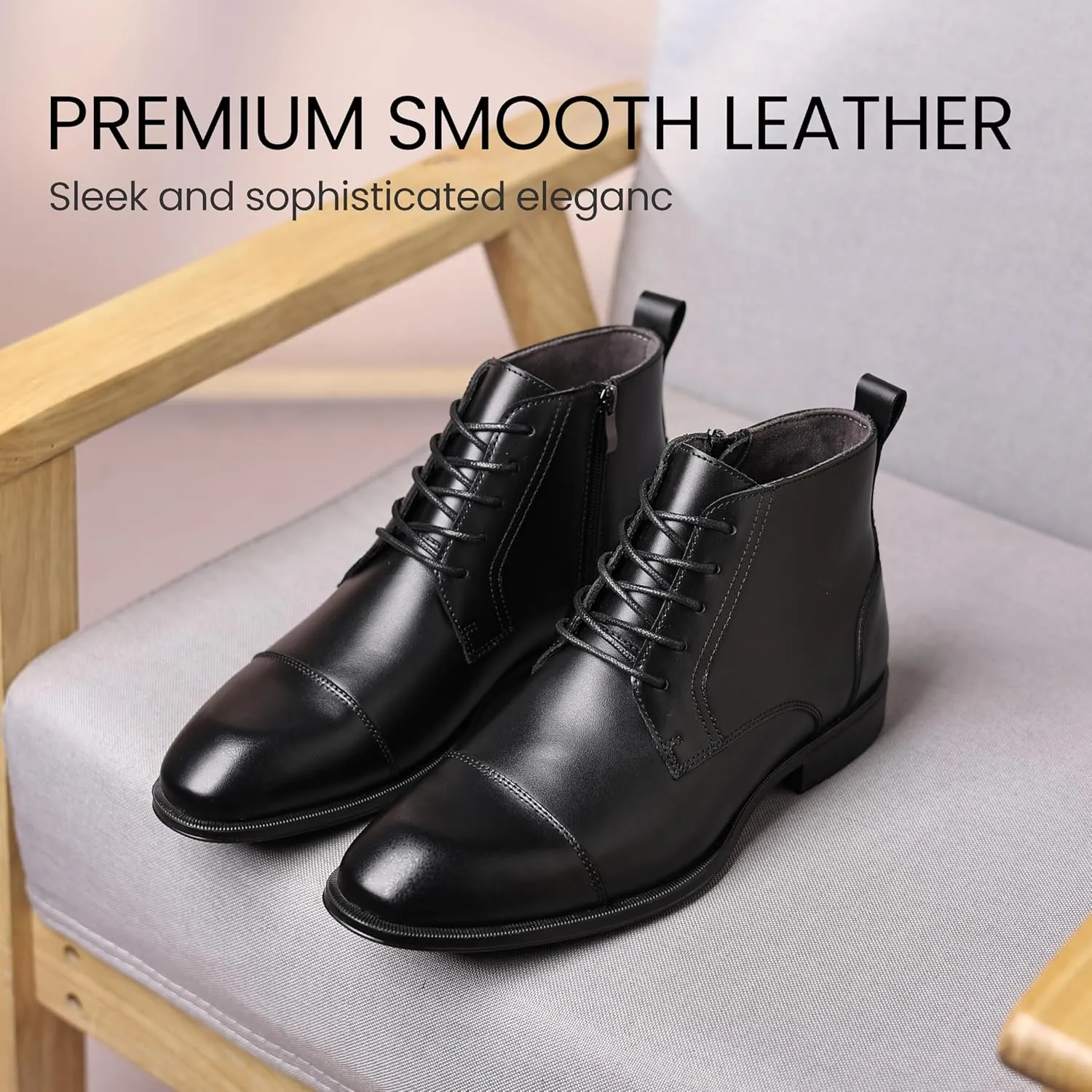 Holy dove Chelsea Boots Men – Genuine Leather,Chelsea Boots for Men with Side Zipper, Casual Slip-On Ankle Boots, Chukka & Oxford Style Dress Boots