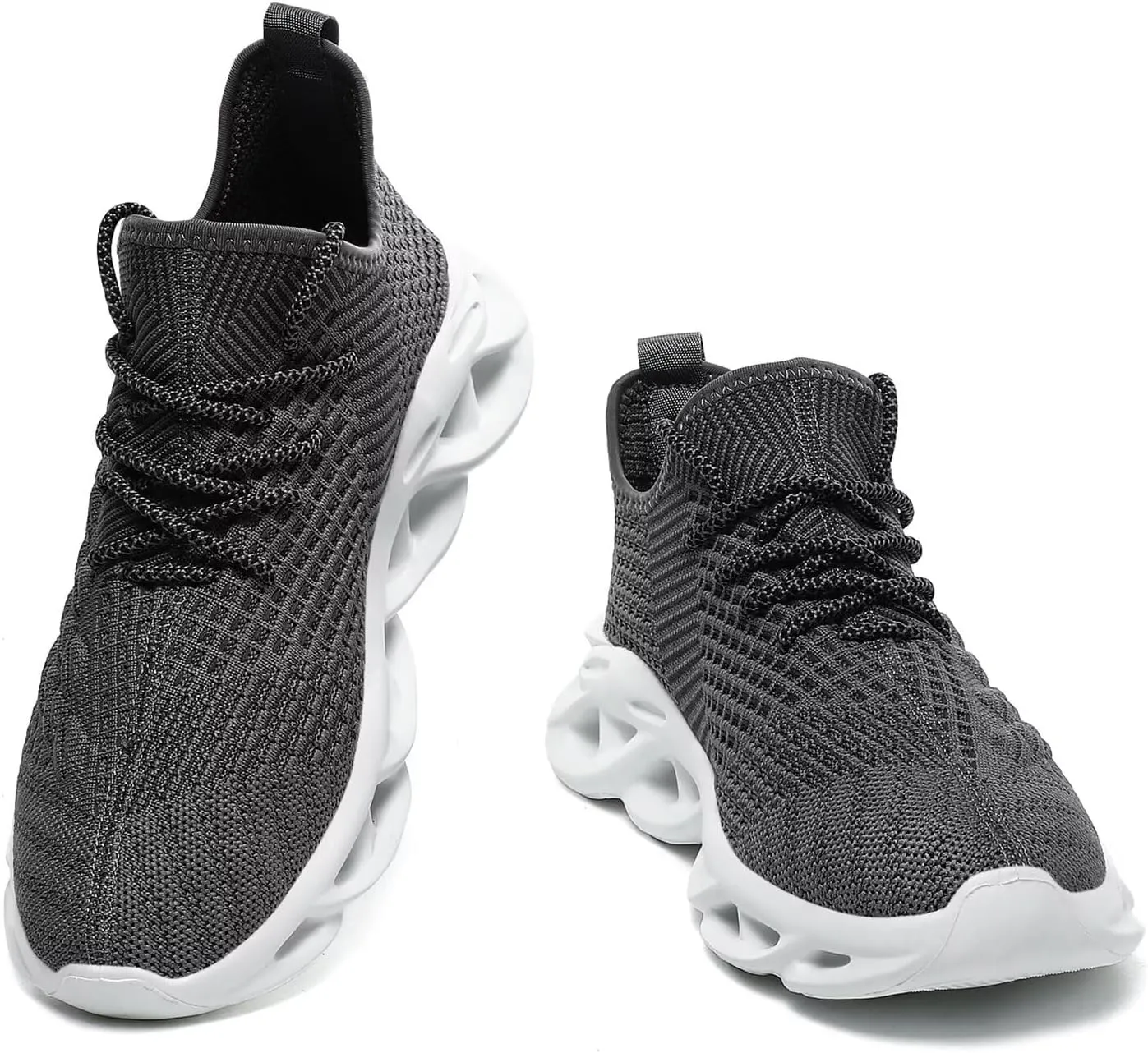 Jakcuz Plus Size Men's Lightweight Walking Shoes Mesh Fish Scale Pattern Fashion Sneakers