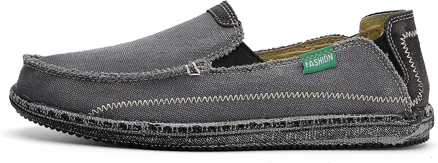 JAMONWU Men's Slip on Shoes Cloth Shoes Deck Shoes Canvas Leisure Vintage Casual Loafer Boat Shoes