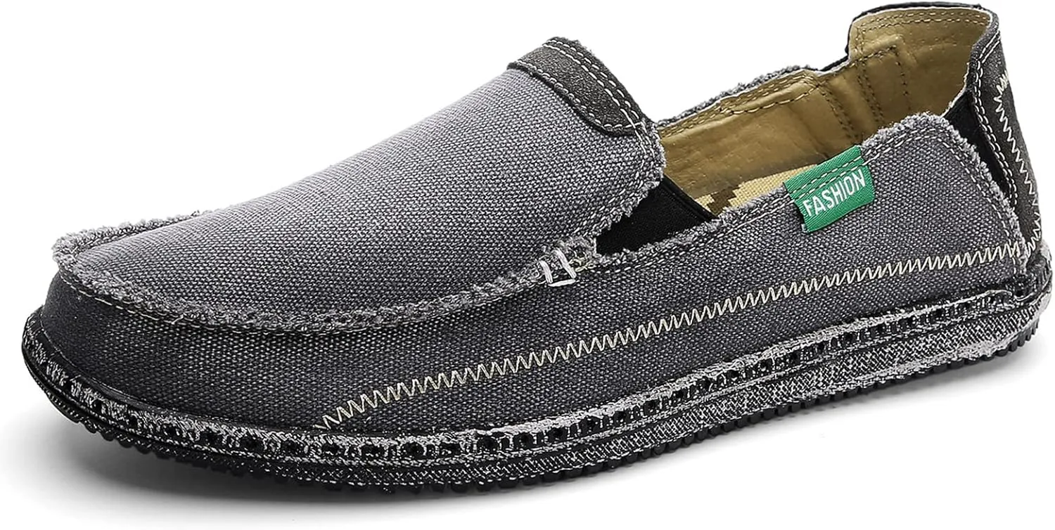 JAMONWU Men's Slip on Shoes Cloth Shoes Deck Shoes Canvas Leisure Vintage Casual Loafer Boat Shoes