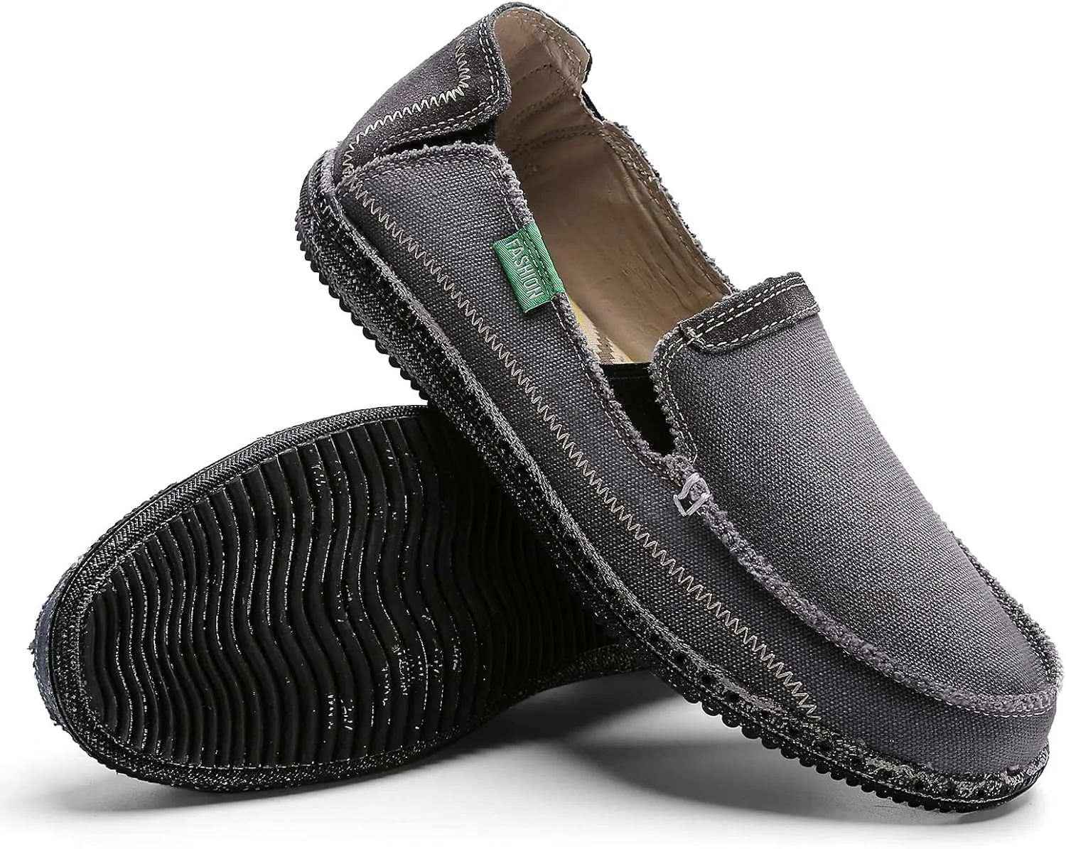 JAMONWU Men's Slip on Shoes Cloth Shoes Deck Shoes Canvas Leisure Vintage Casual Loafer Boat Shoes