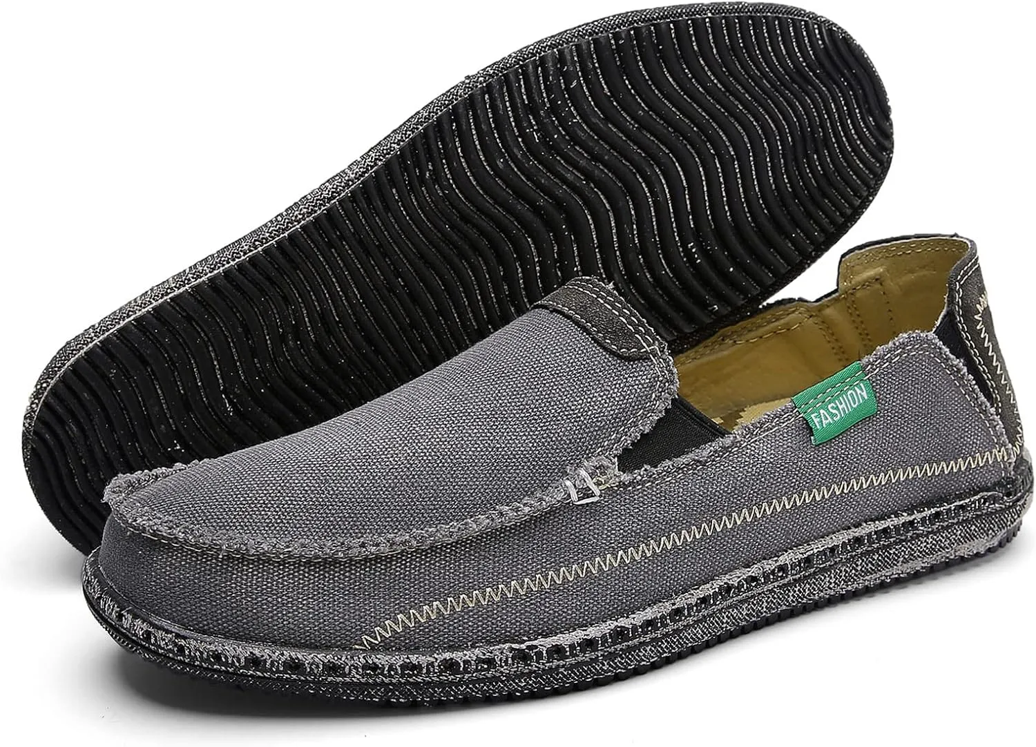 JAMONWU Men's Slip on Shoes Cloth Shoes Deck Shoes Canvas Leisure Vintage Casual Loafer Boat Shoes