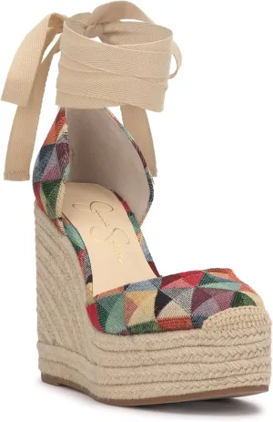 Jessica Simpson Womens WEYLA Cushioned Footbed Canvas Wedge Sandals