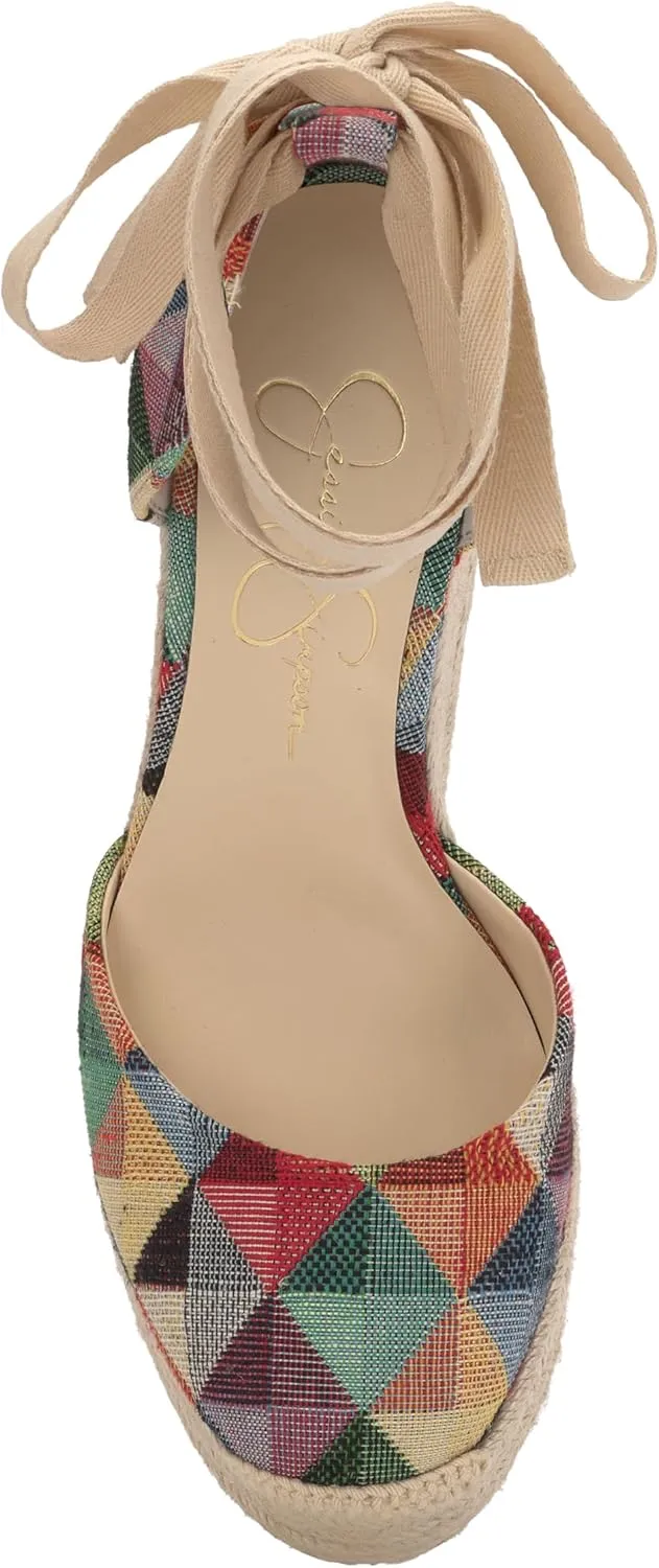 Jessica Simpson Womens WEYLA Cushioned Footbed Canvas Wedge Sandals