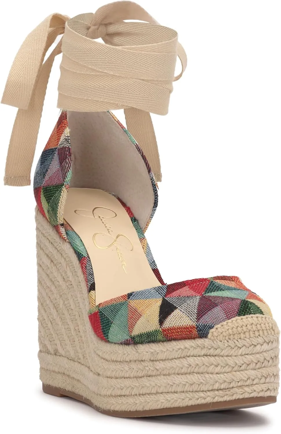 Jessica Simpson Womens WEYLA Cushioned Footbed Canvas Wedge Sandals
