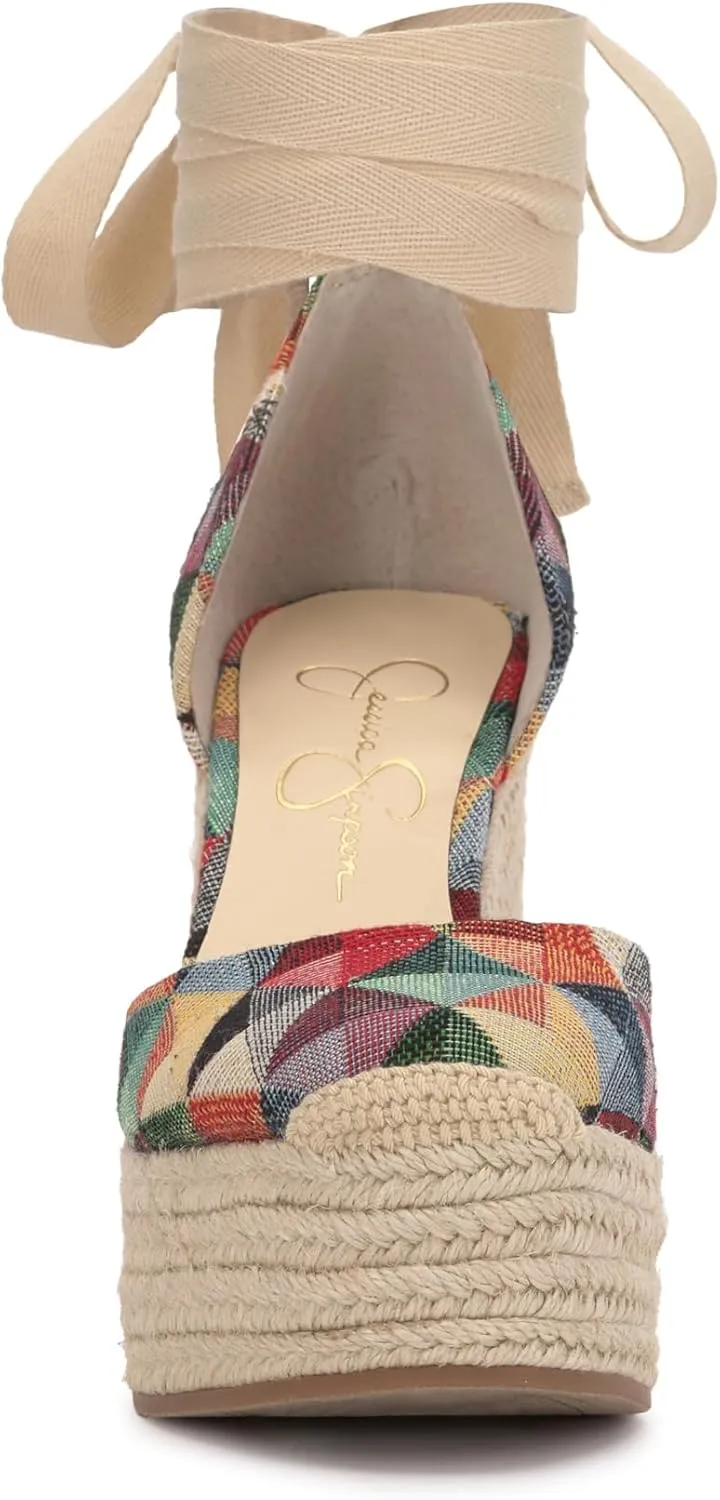 Jessica Simpson Womens WEYLA Cushioned Footbed Canvas Wedge Sandals