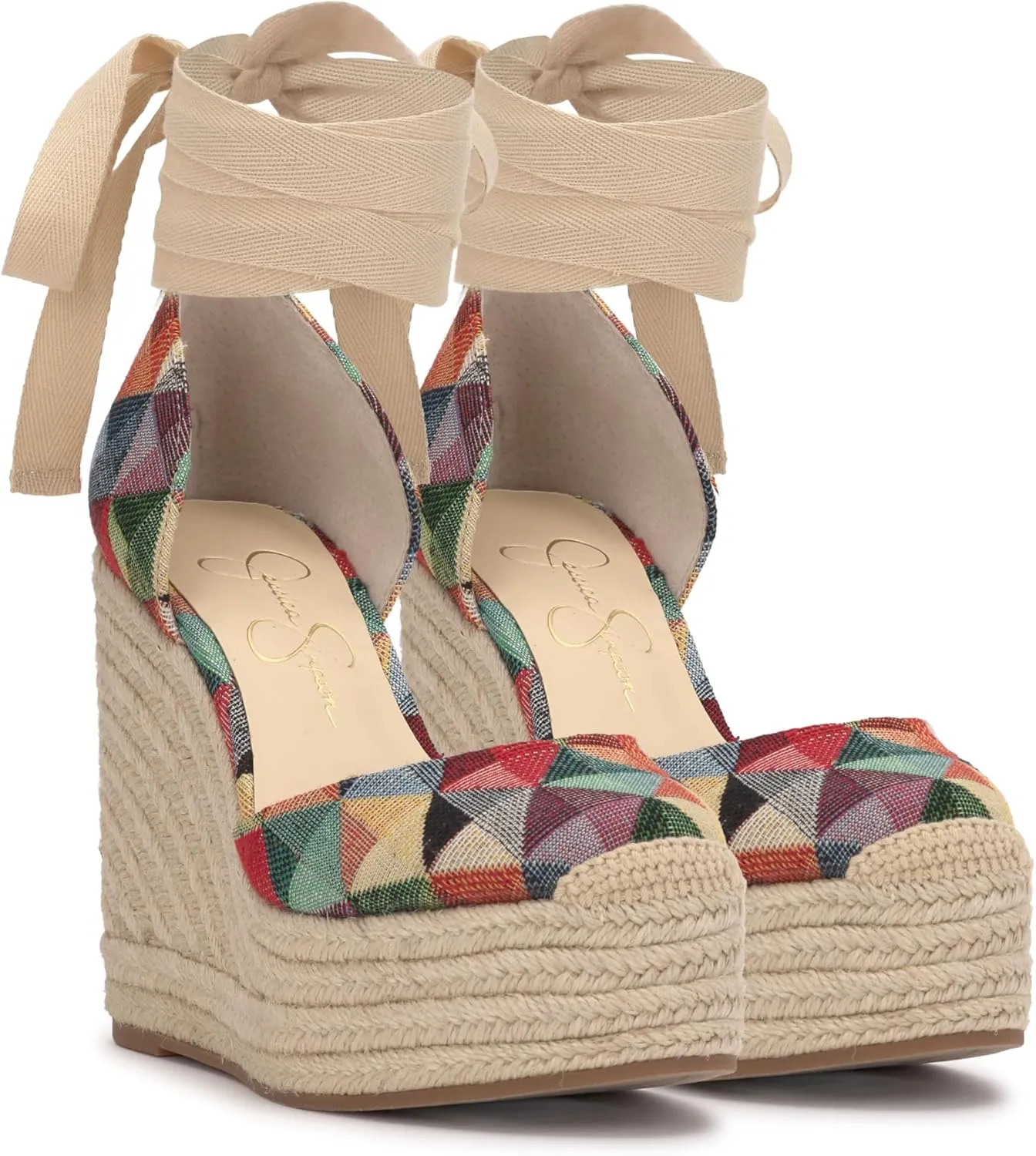 Jessica Simpson Womens WEYLA Cushioned Footbed Canvas Wedge Sandals
