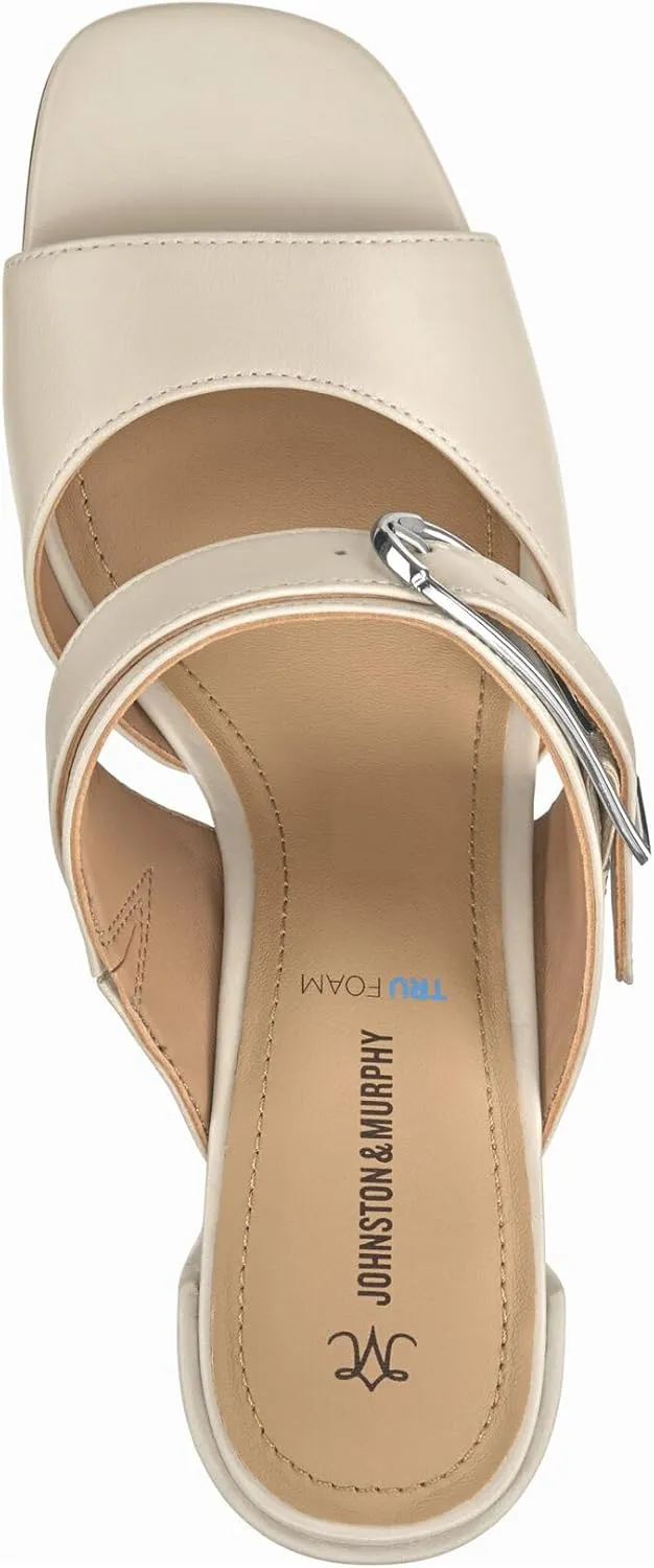 Johnston & Murphy Women’s Everly Buckle Slide Sandals, 2.5” Slip On Heels for Women, Women’s Heeled Sandals