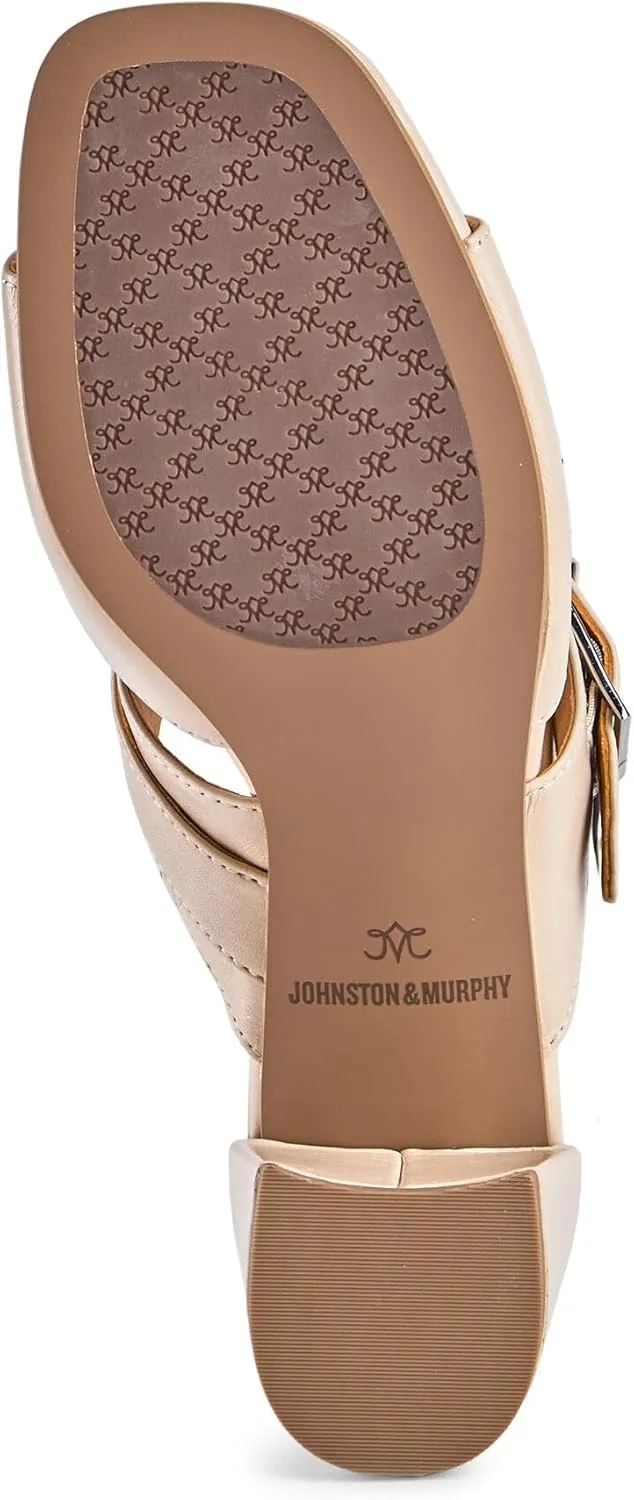 Johnston & Murphy Women’s Everly Buckle Slide Sandals, 2.5” Slip On Heels for Women, Women’s Heeled Sandals