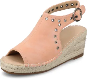 Journee Womens cushioned footbed Crisie Wedge Heel Sandals Espadrille Ankle Buckle Faux Leather Open Toe 3-4 Inch Heel