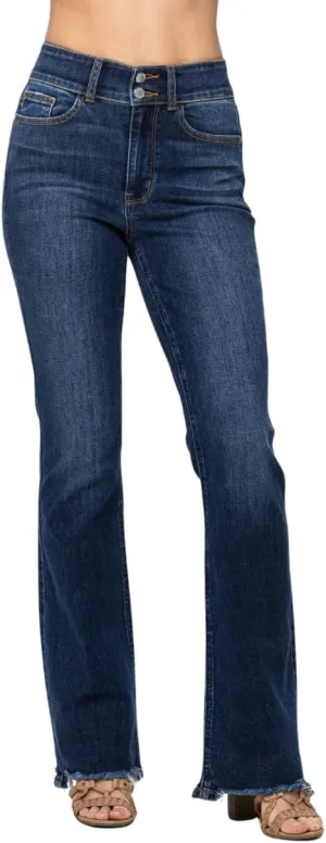 Judy Blue High Waisted Vintage Frayed Hem Bootcut Jeans for Women – 82568