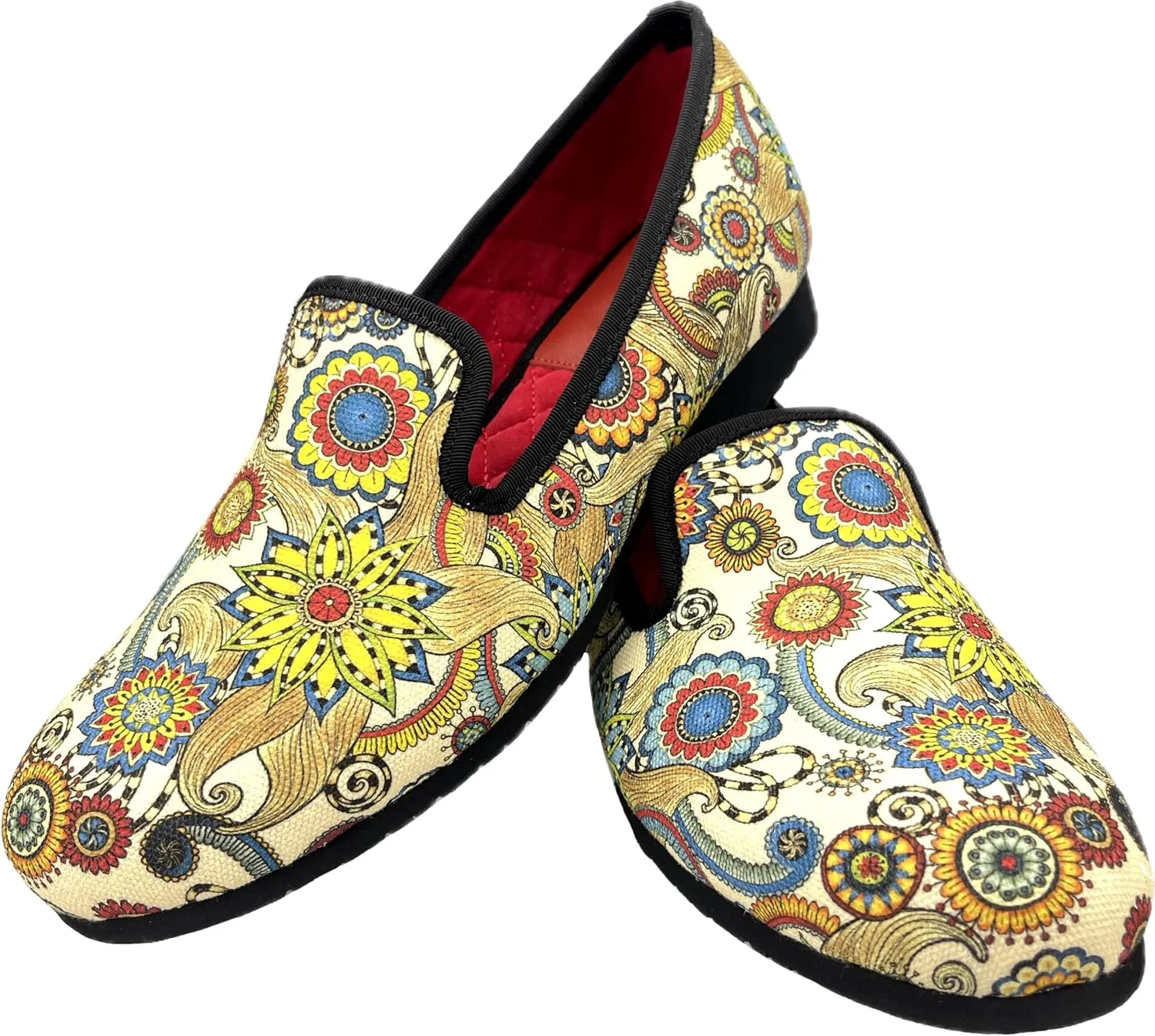 Justar Men's Designer Loafers Casual Leather Dress Shoes Evening Slip On Printed Smoking Slippers Driving Flats Blue Red