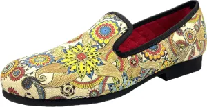Justar Men's Designer Loafers Casual Leather Dress Shoes Evening Slip On Printed Smoking Slippers Driving Flats Blue Red