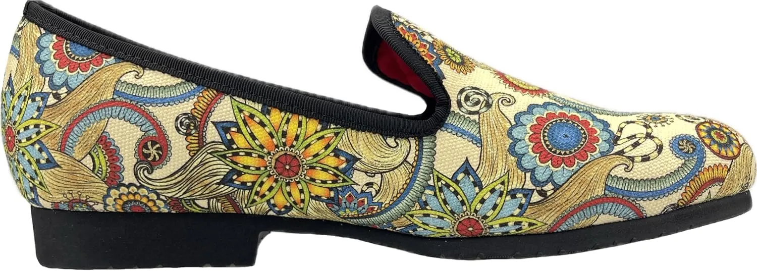 Justar Men's Designer Loafers Casual Leather Dress Shoes Evening Slip On Printed Smoking Slippers Driving Flats Blue Red