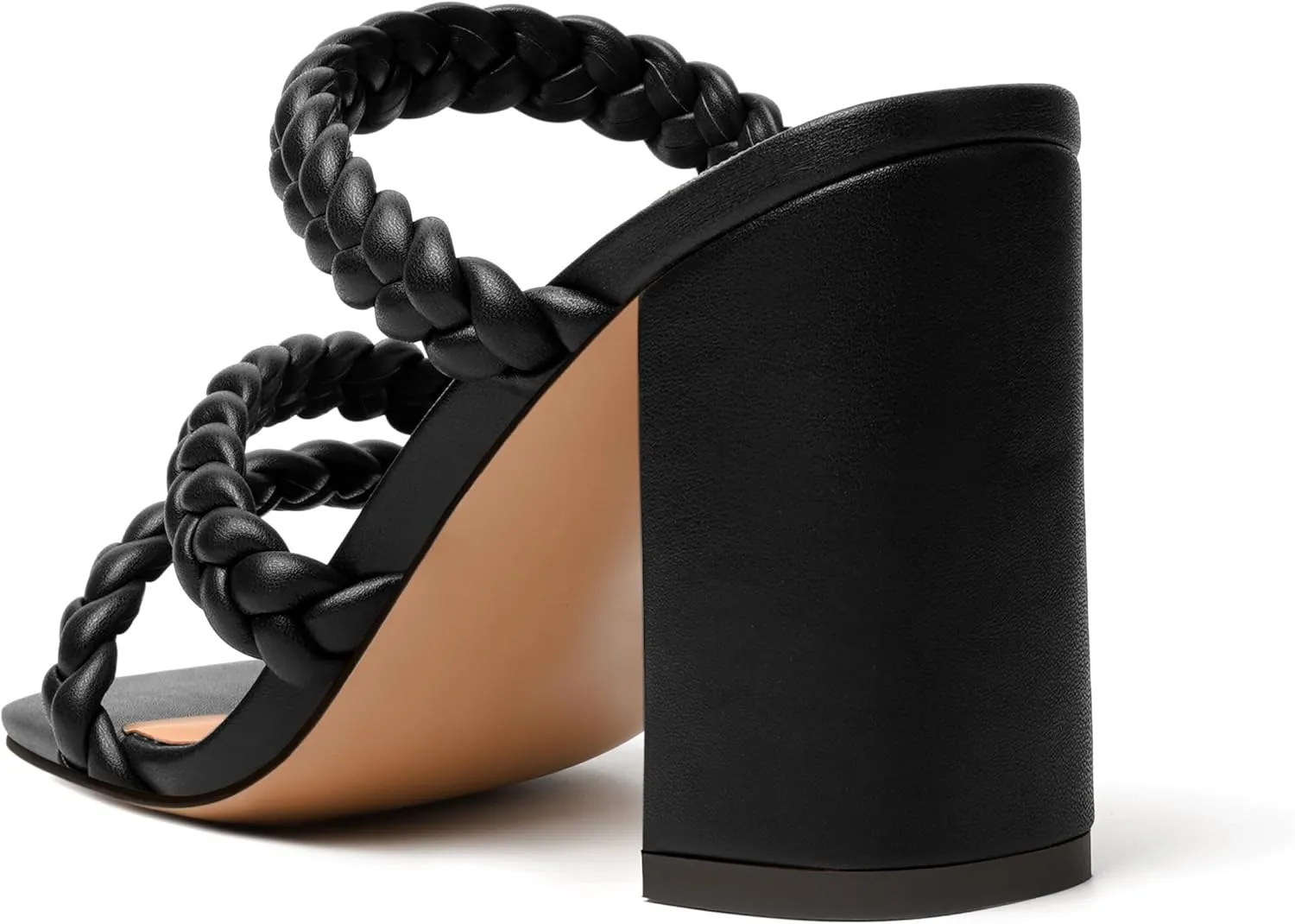 JUSTDANNI Womens Matte Fashion Dress Party Slip On Square Toe Block High Heel Heeled Sandals 3.3 Inch
