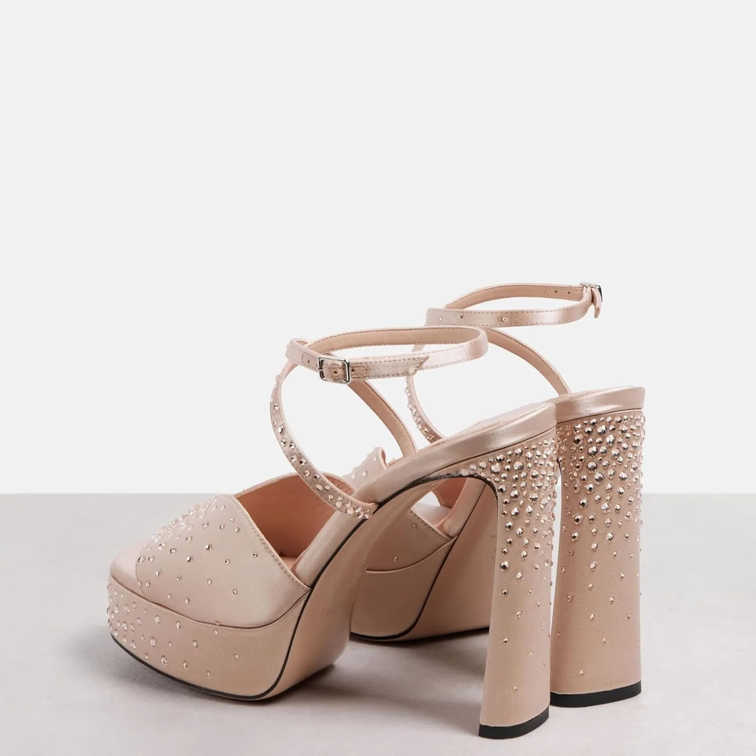 keleimusi Women's Studded Platform Chunky Heeled Sandals Square Open Toe Strappy Heels Ankle Strap Wedding Sexy Fashion Evening Party Dress Shoes