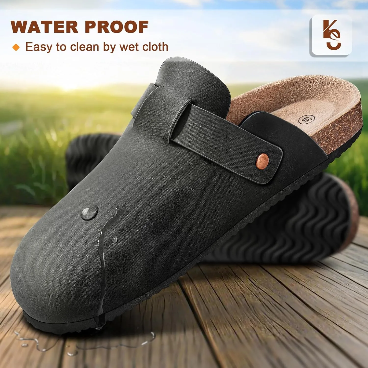 KEMISANT Women Clogs Mules Sandals Slippers Unisex-Crease-Resist Water Proof Upper Cushioned Footbed