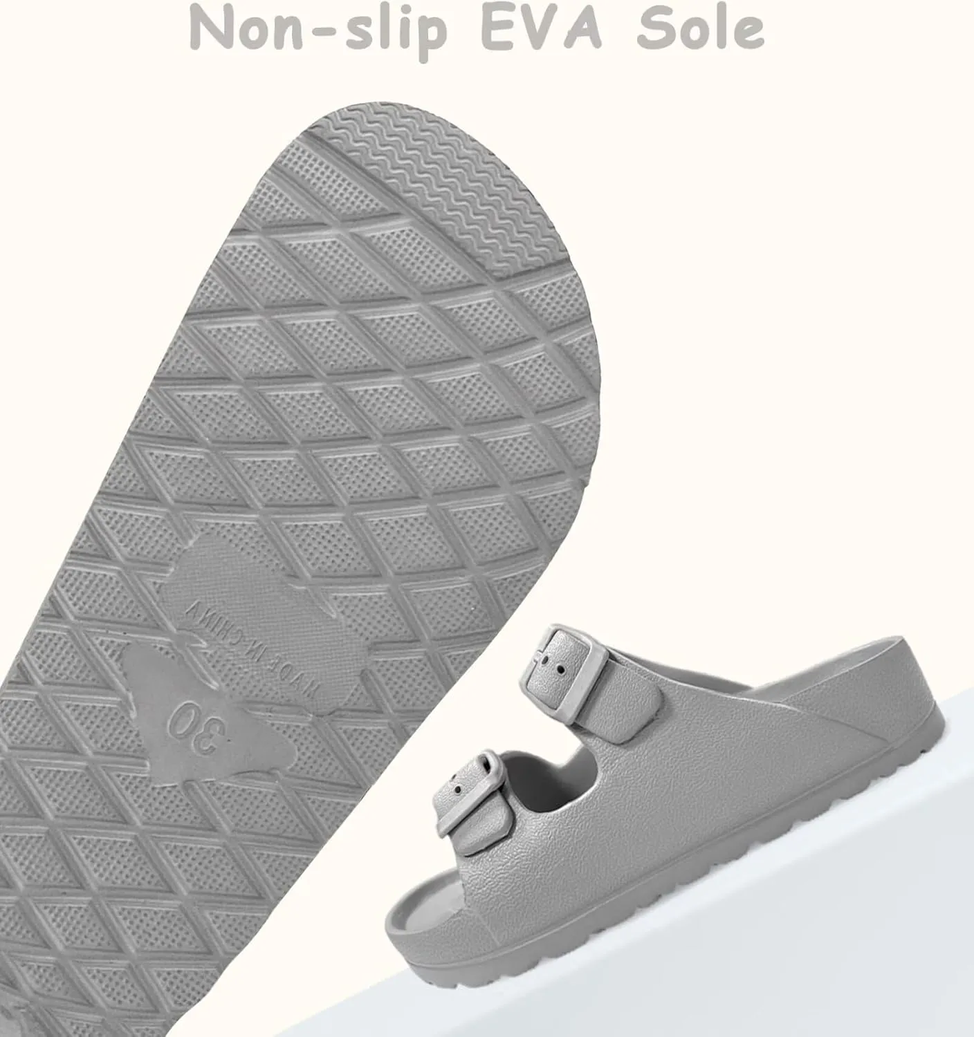 Kids Slide Sandals Boys Girls Buckle Adjustable EVA Slipper Sandals