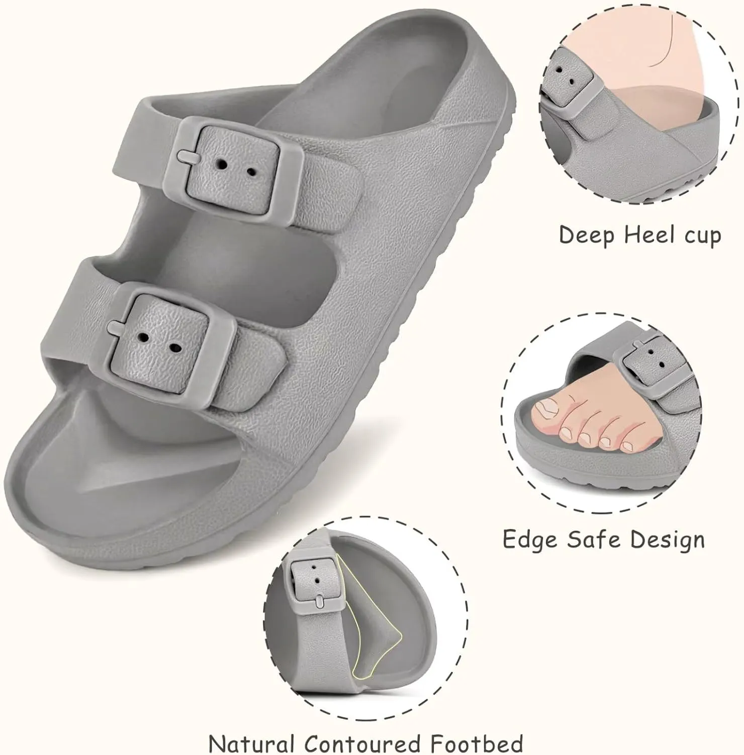 Kids Slide Sandals Boys Girls Buckle Adjustable EVA Slipper Sandals