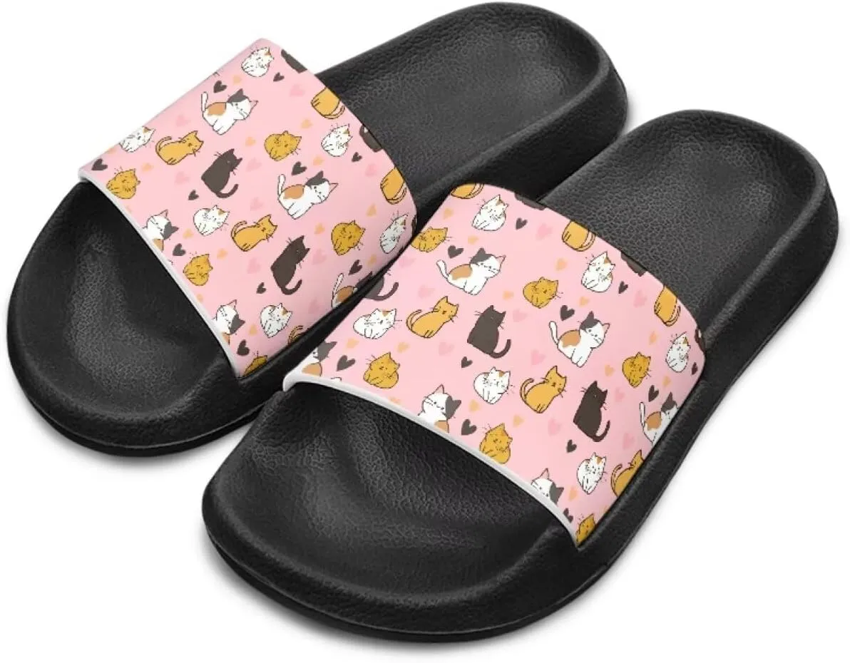 Kids Slides Girls Boys Toddlers Shower Slippers Cute Cartoon Open Toe Sandals Cushioned Thick Sole Beach Pool Shoes