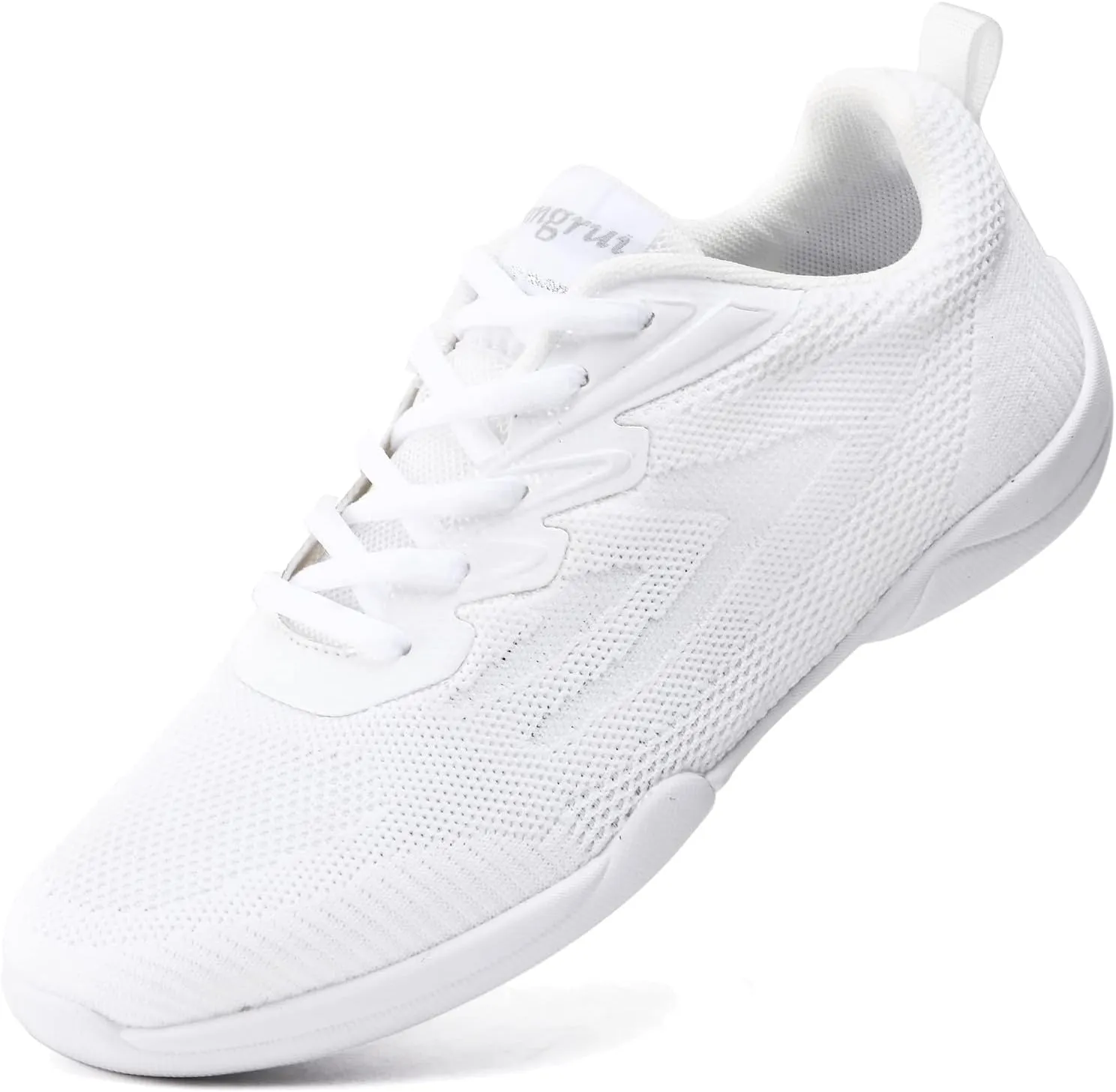 kkdom Adult & Youth White Cheerleading Shoes Lightweight Athletic Dance Training Competition Tennis Sneakers Cheer Shoes