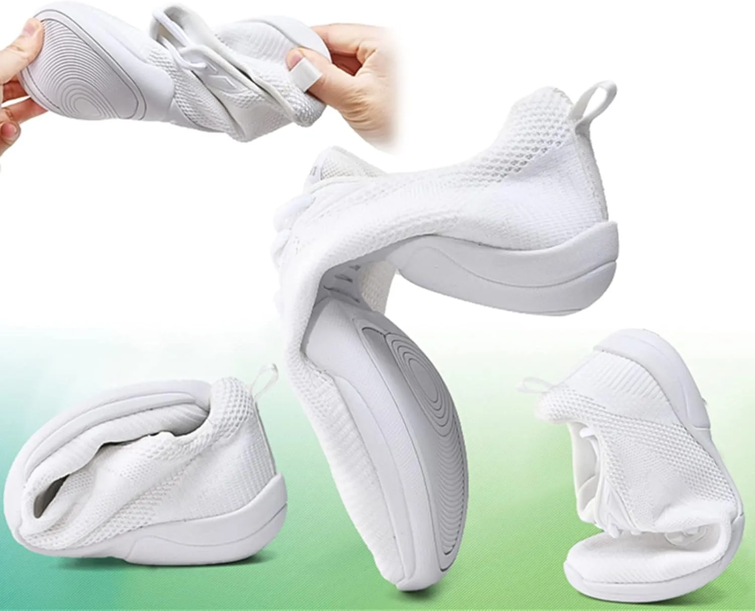 kkdom Adult & Youth White Cheerleading Shoes Lightweight Athletic Dance Training Competition Tennis Sneakers Cheer Shoes