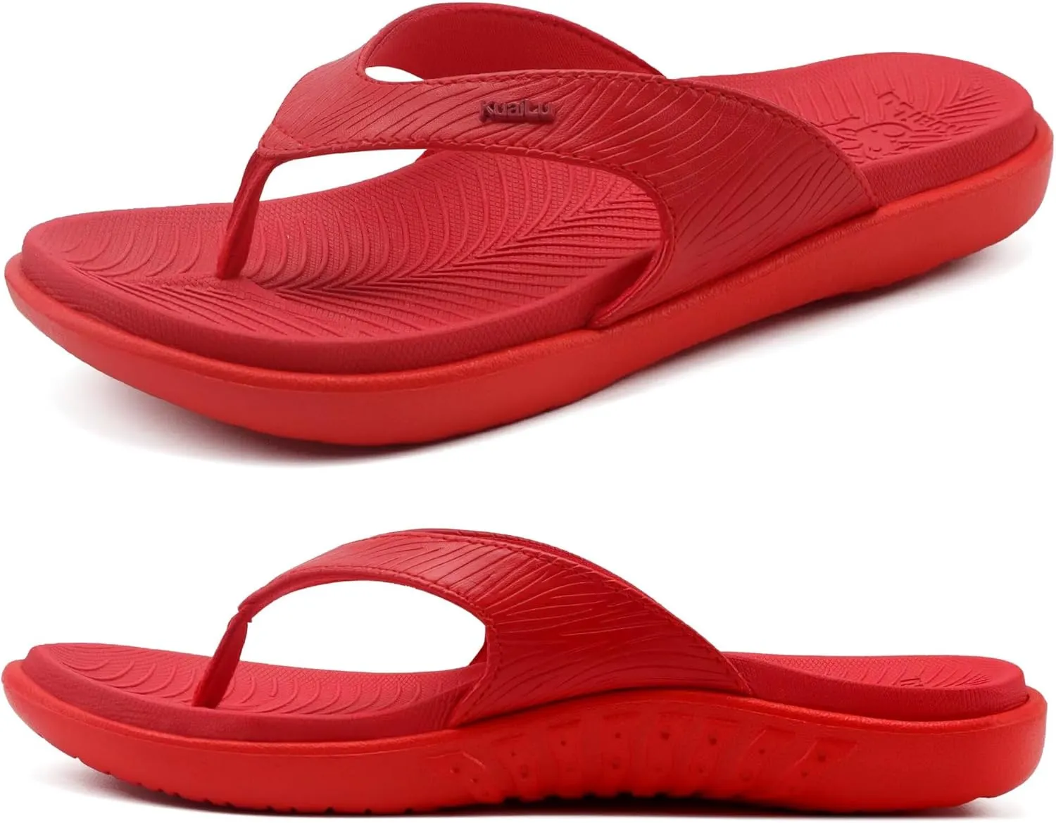 KuaiLu Womens Flip Flops 2025 Ladies Orthotic Yoga Mat Cushion Sandals Dressy Womans Lightweight Summer Slip On Beach Thong Sandles with Comfortable Plantar Fasciitis Arch Support, Red US8