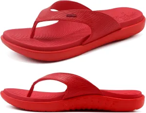KuaiLu Womens Flip Flops 2025 Ladies Orthotic Yoga Mat Cushion Sandals Dressy Womans Lightweight Summer Slip On Beach Thong Sandles with Comfortable Plantar Fasciitis Arch Support, Red US8