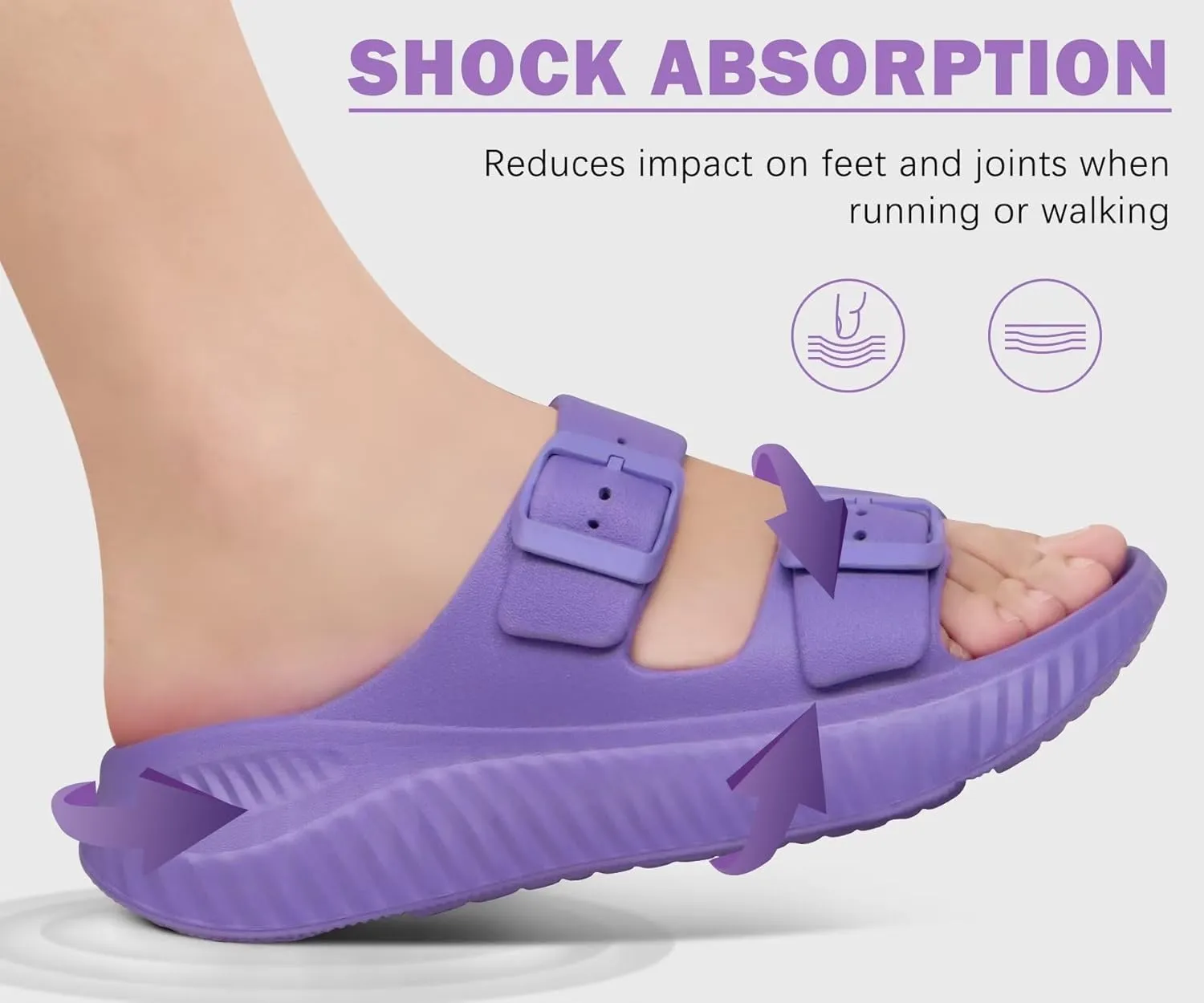 KuaiLu Womens Recovery Sandals With Comfortable Plantar Fasciitis Arch Support, Orthotic Adjustable Thick Cushion Sport Slides Reduces Stress on Feet, Joints & Back Post-Exercise