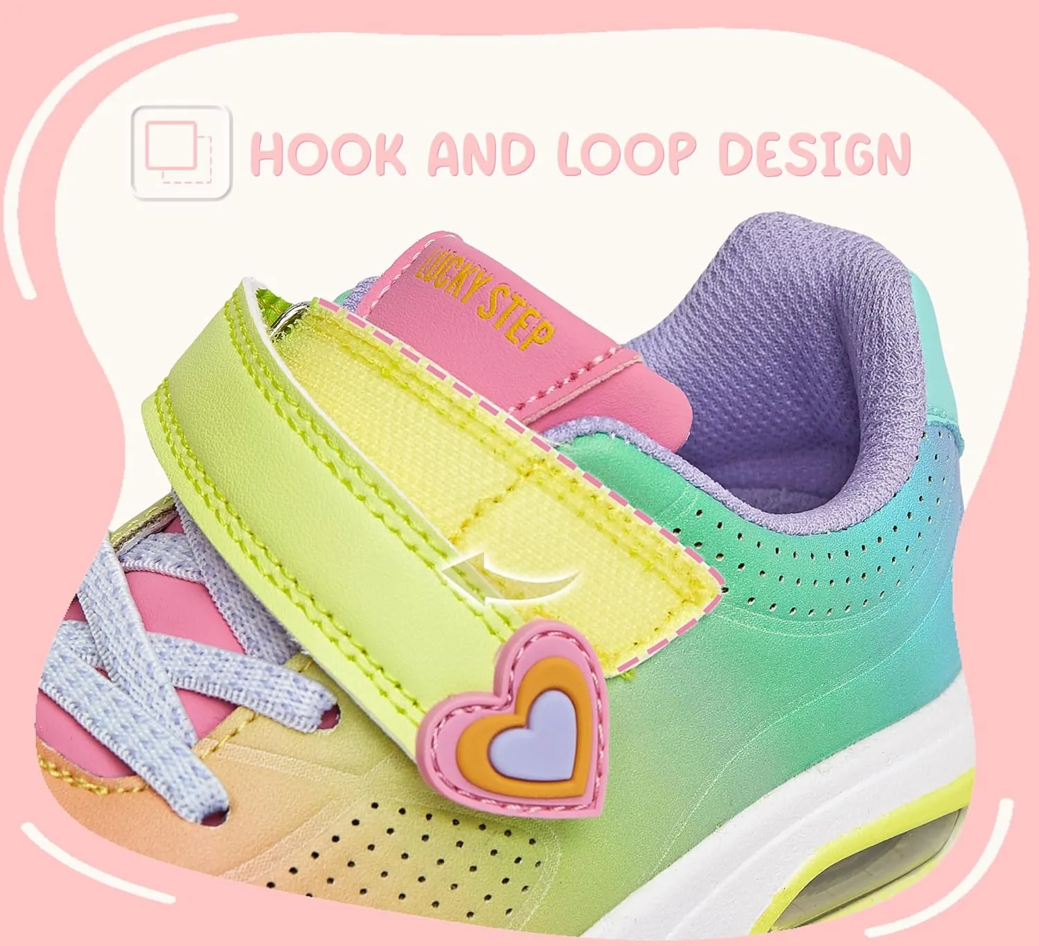 LUCKY STEP Boys Girls Athletic Running Shoes Air Lightweight Fashion Sneakers Casual Breathable Tennis Trainers for Little Kids