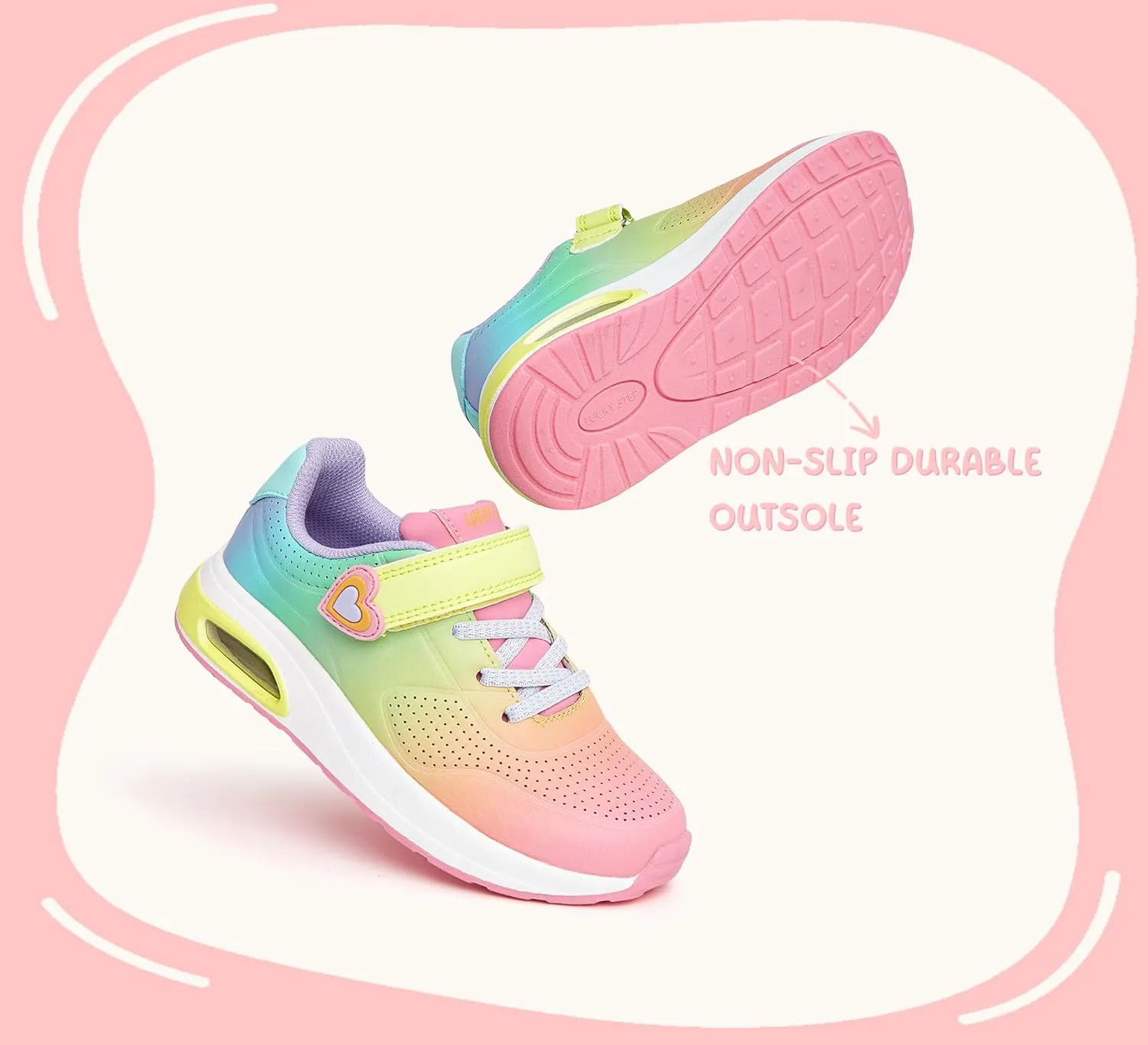LUCKY STEP Boys Girls Athletic Running Shoes Air Lightweight Fashion Sneakers Casual Breathable Tennis Trainers for Little Kids