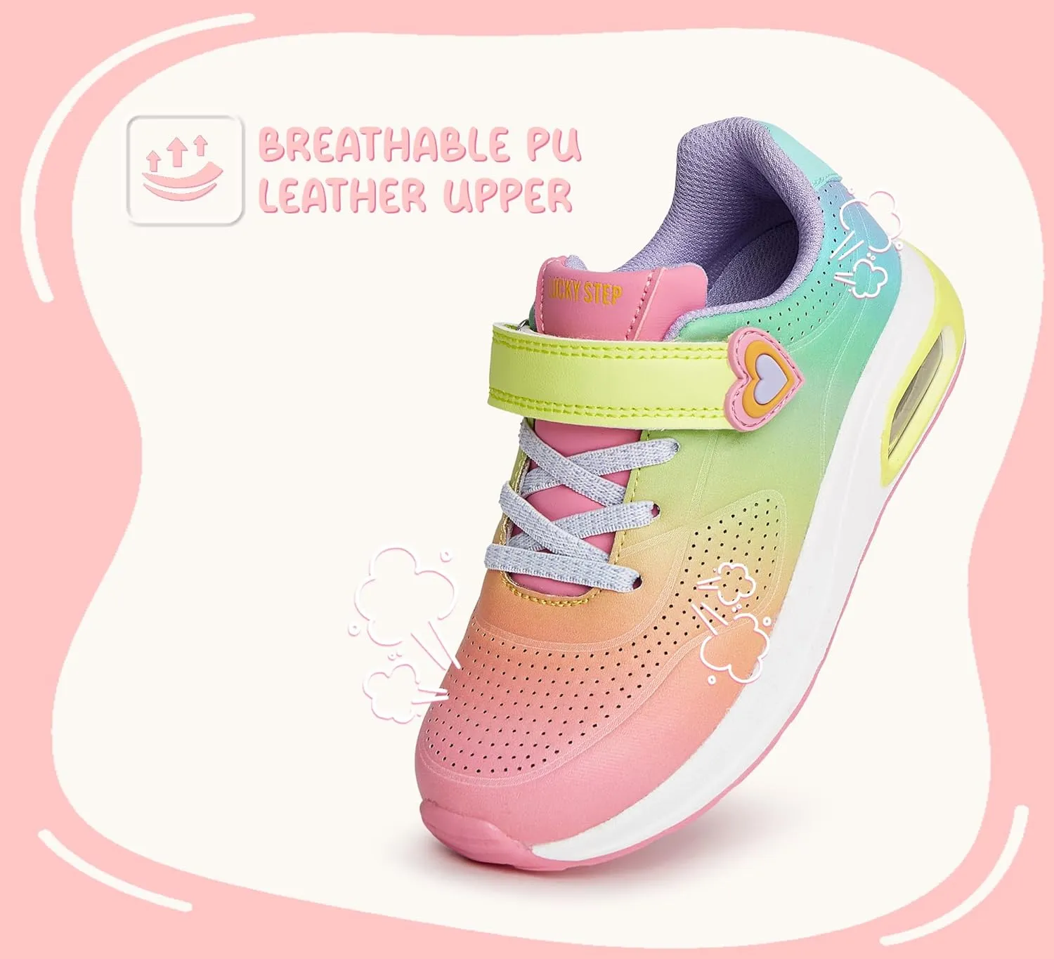 LUCKY STEP Boys Girls Athletic Running Shoes Air Lightweight Fashion Sneakers Casual Breathable Tennis Trainers for Little Kids