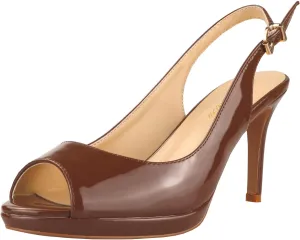 Lutalica W Women's Patent Leather Comfort Platform High Heel Slingback Sandals Sexy Peep Toe Stiletto High Heel Pumps