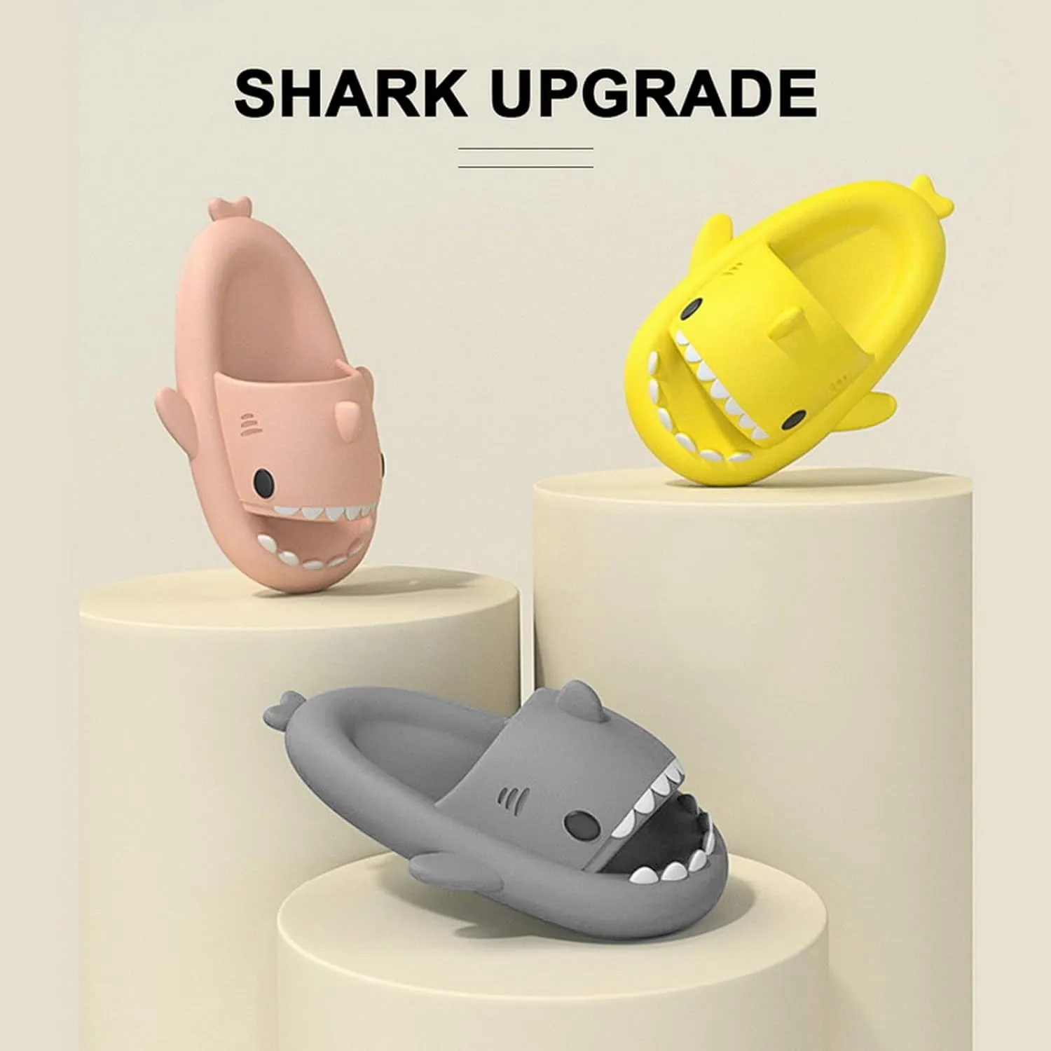 Menore Kids Shark Cloud Slides | Boys Girls Toddlers Pillow Slippers | Cute Cartoon Open Toe Sandals | Cushioned Thick Sole Shower Water Shoes Indoor & Outdoor