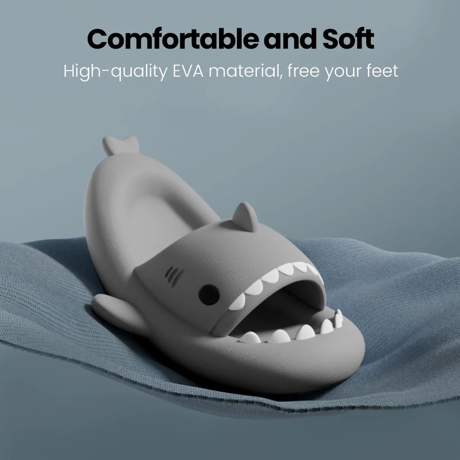 Menore Kids Shark Cloud Slides | Boys Girls Toddlers Pillow Slippers | Cute Cartoon Open Toe Sandals | Cushioned Thick Sole Shower Water Shoes Indoor & Outdoor