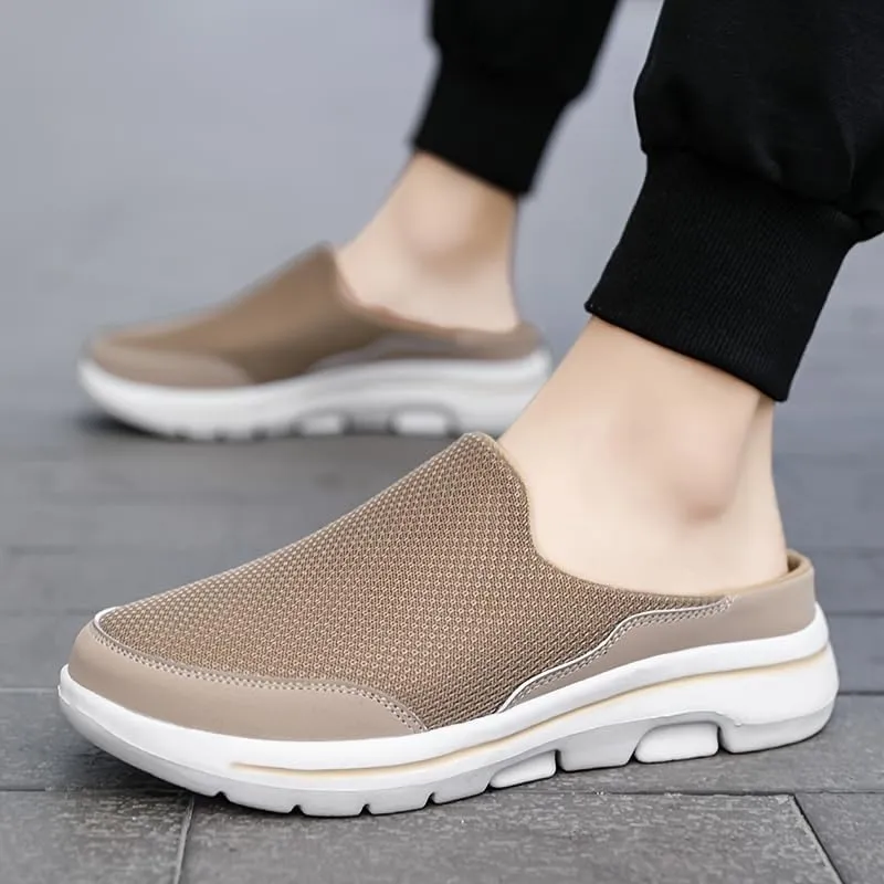 Men's Big & Tall Lightweight Slip-On Casual Sneakers - Breathable Mesh & Fabric Upper, MD Cushioned Sole, All-Season Comfort for Sports & Casual Attire