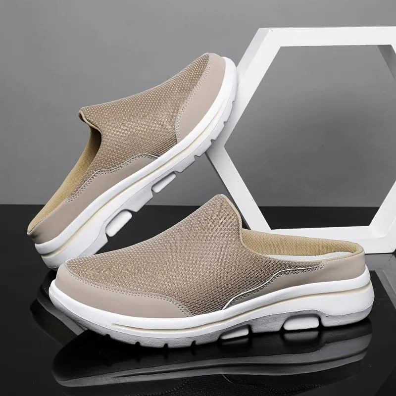 Men's Big & Tall Lightweight Slip-On Casual Sneakers - Breathable Mesh & Fabric Upper, MD Cushioned Sole, All-Season Comfort for Sports & Casual Attire